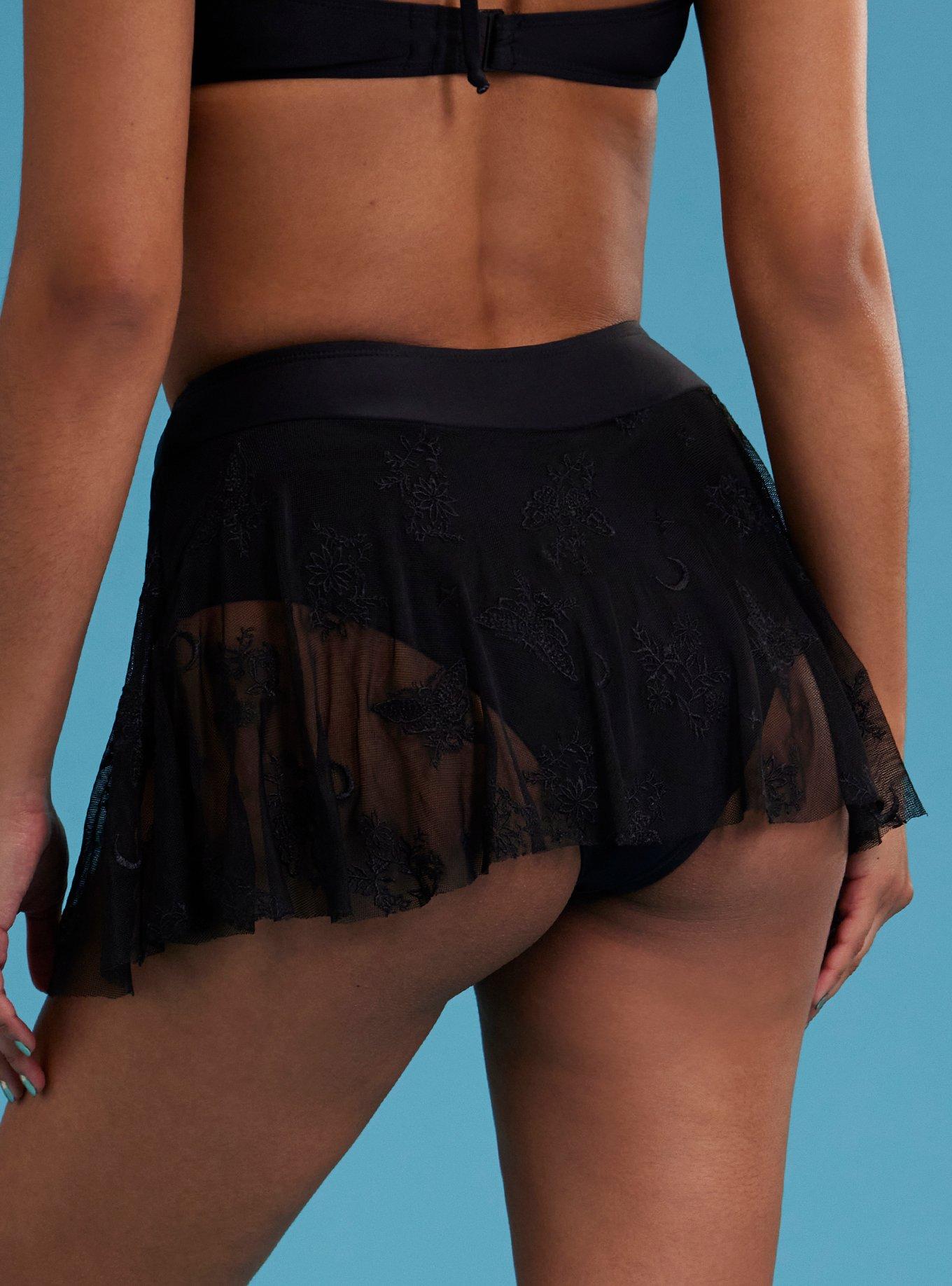 Death Moth Mesh Skirted Swim Bottoms, MULTI, alternate