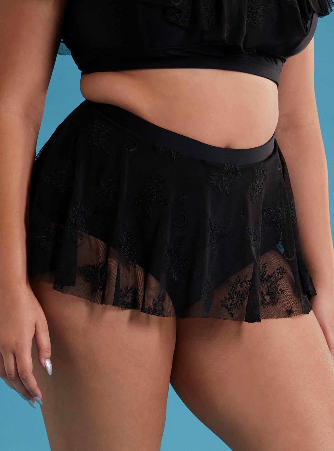 Death Moth Mesh Skirted Swim Bottoms Plus Size, MULTI, alternate - view 2