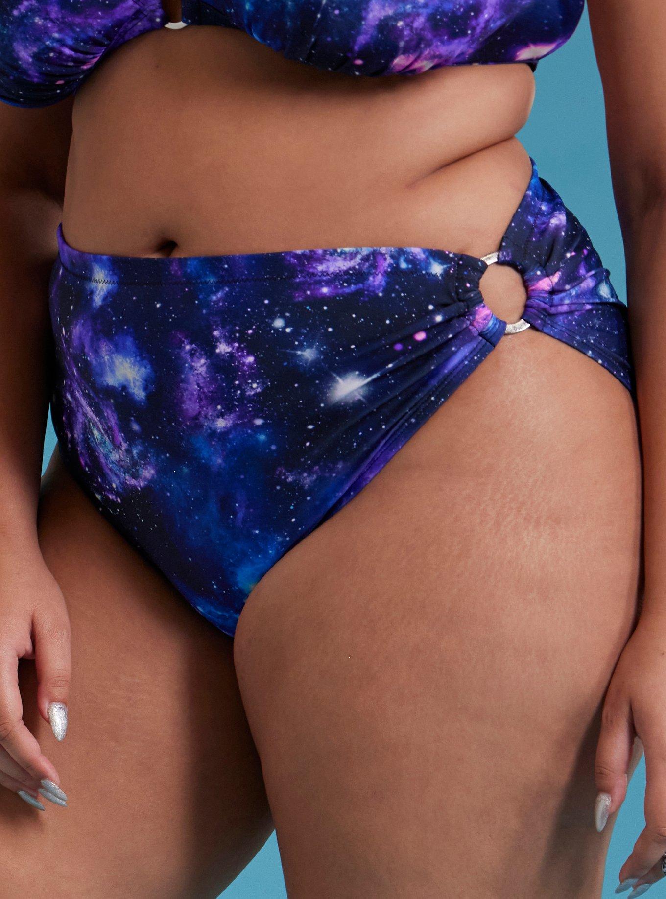 Cosmic Aura® Galaxy O-Ring Halter Swim Bottoms Plus