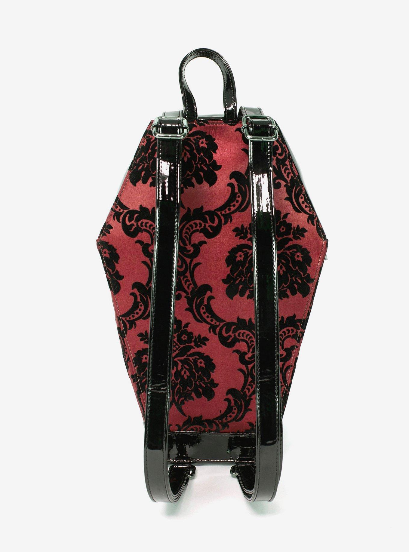 Rock Rebel Flocked Damask Coffin Mini Backpack, , alternate