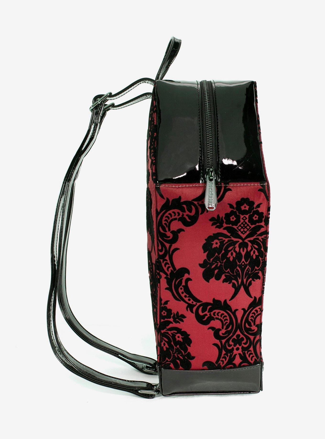 Rock Rebel Flocked Damask Coffin Mini Backpack, , alternate