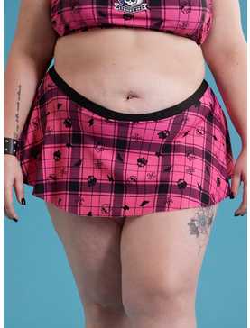 Monster High Pink Plaid Icons Skirted Swim Bottoms Plus Size, , hi-res