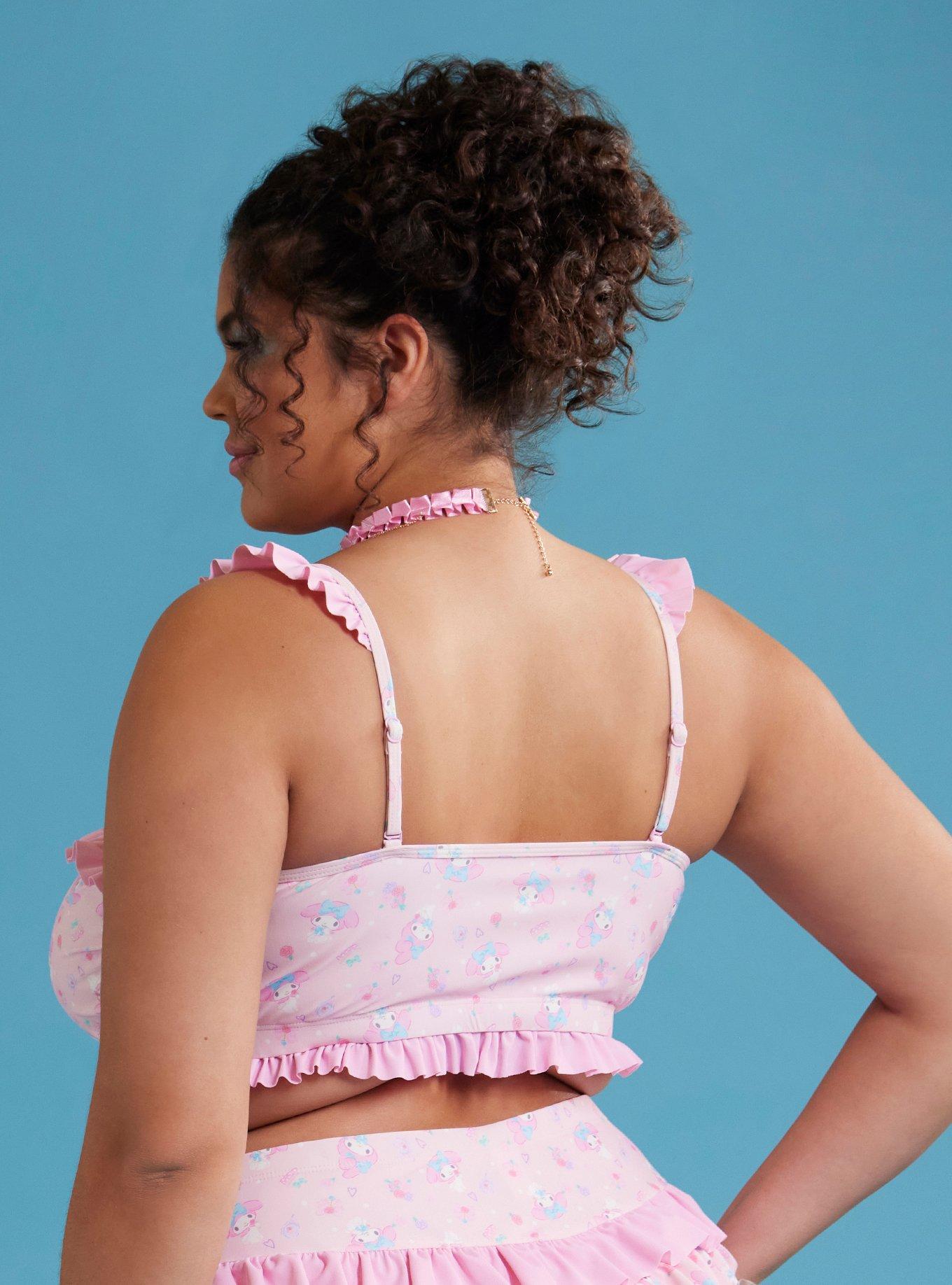 My Melody Sweets Ruffle Swim Top Plus Size, MULTI, alternate