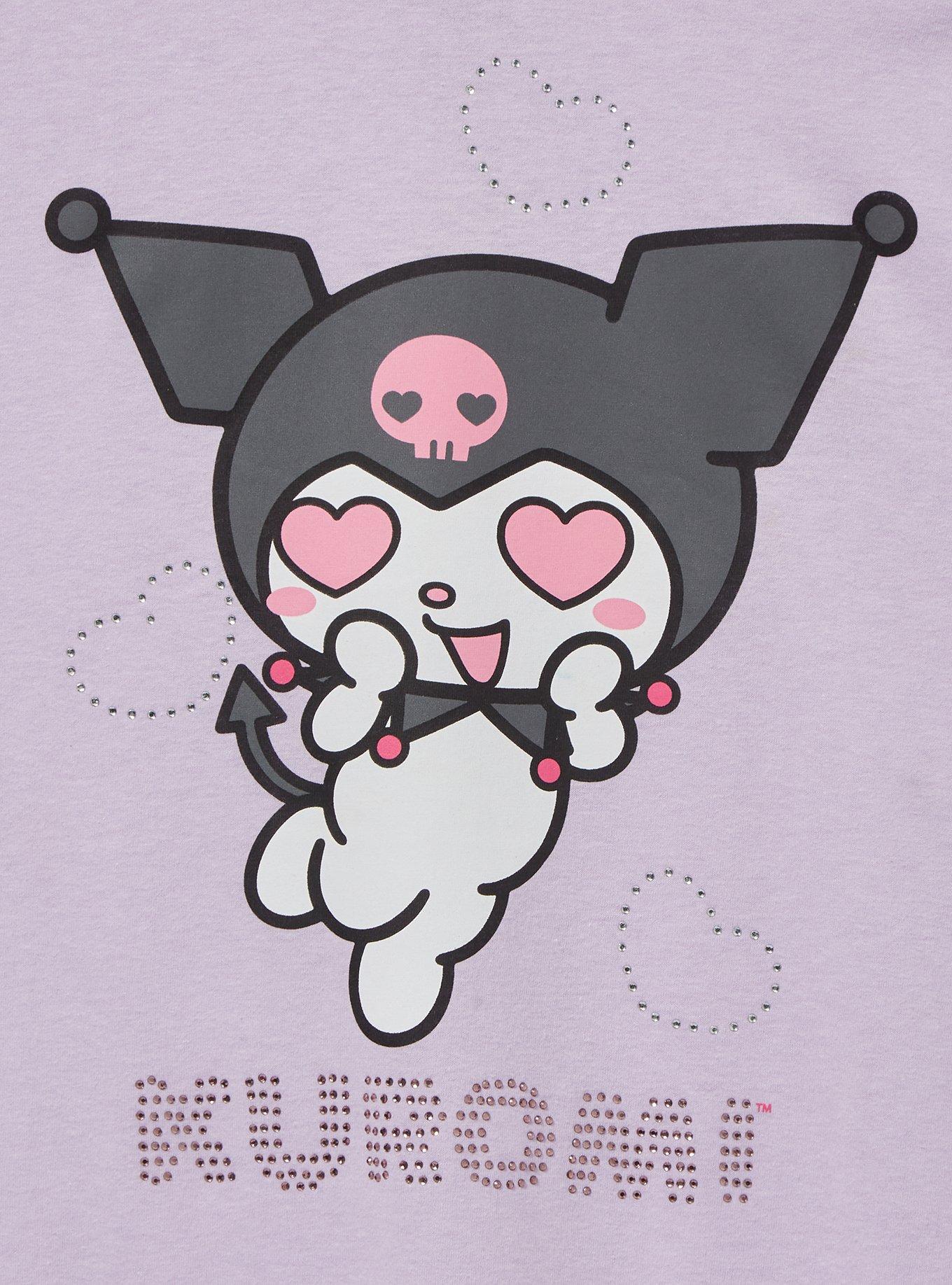Sanrio Kuromi Rhinestone Heart Portrait Women's T-Shirt - BoxLunch Exclusive, LILAC, alternate