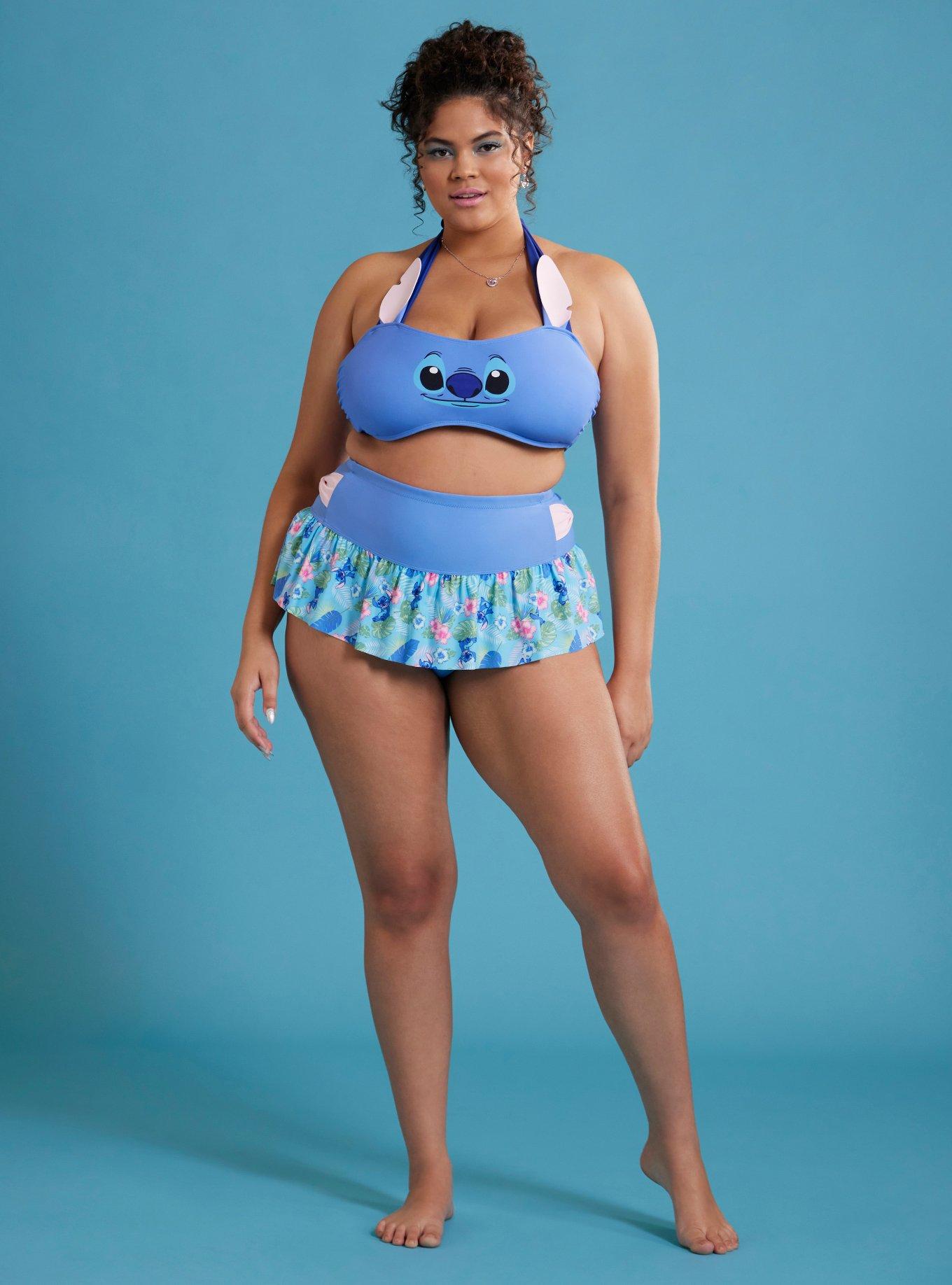 Disney Lilo & Stitch Face Halter Swim Top Plus Size, MULTI, alternate
