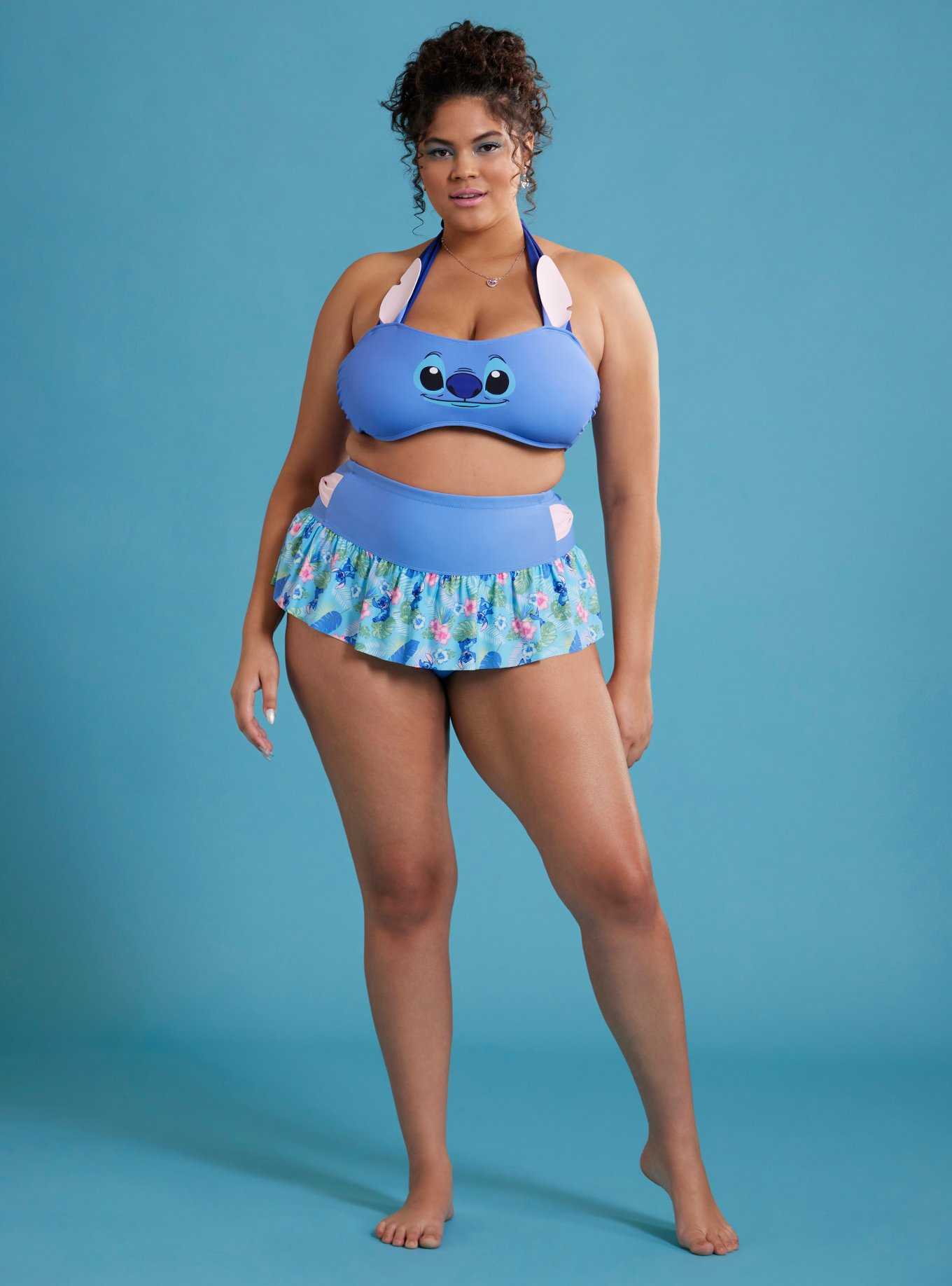 Disney Lilo & Stitch Face Halter Swim Top Plus Size, , hi-res