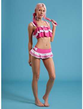Barbie Pink & White Ruffle Swim Top, , hi-res