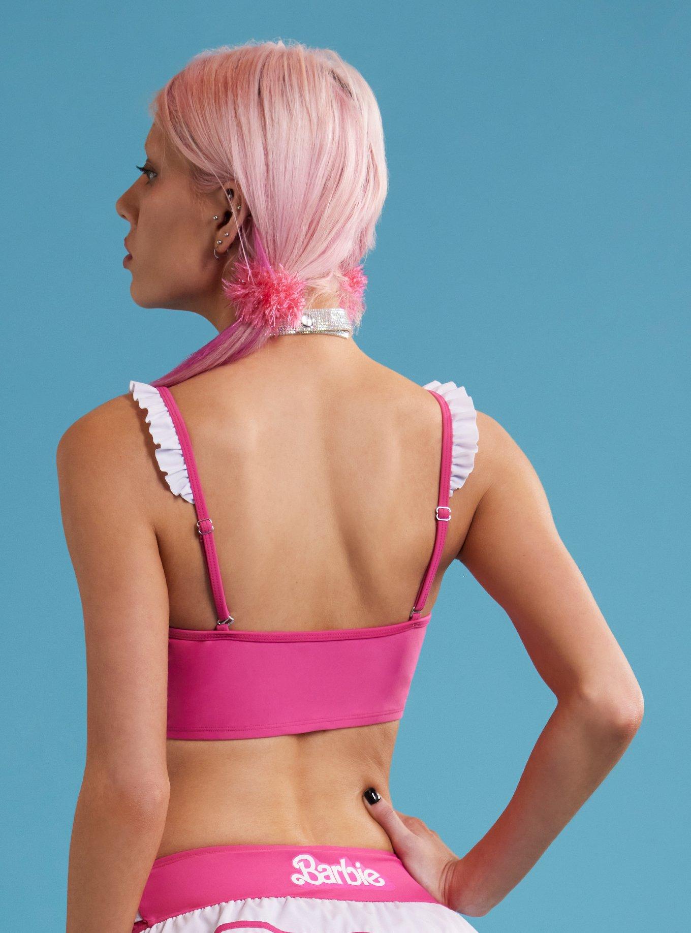 Barbie Pink & White Ruffle Swim Top, MULTI, alternate