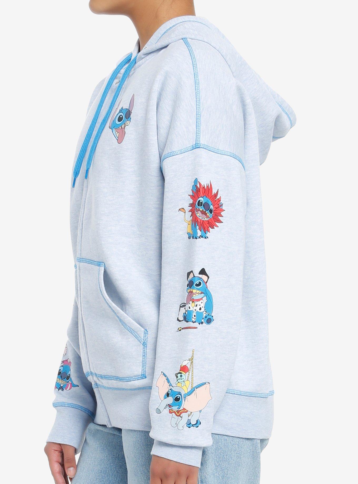 Her Universe Disney Stitch Character Mashup Hoodie, HEATHER BLUE, alternate