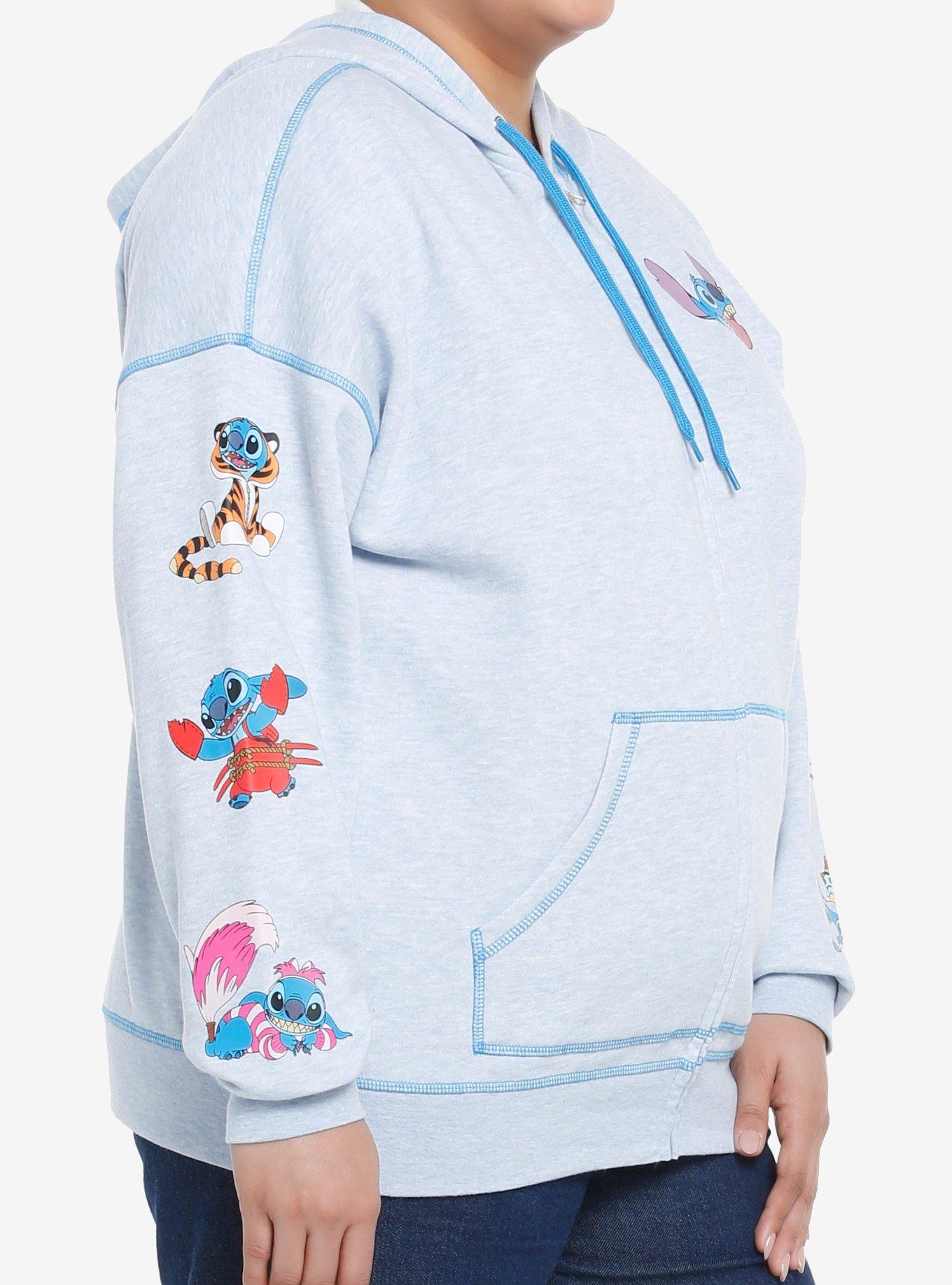 Her Universe Disney Stitch Character Mashup Hoodie Plus Size, HEATHER BLUE, alternate
