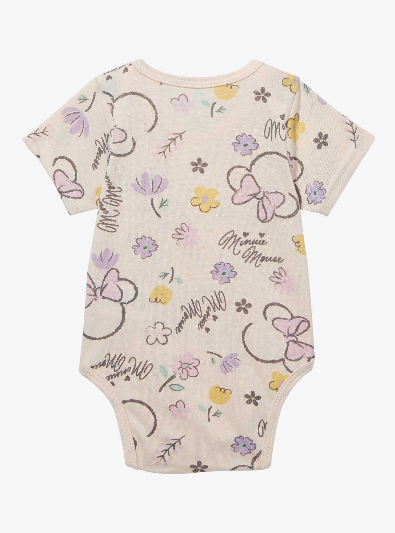 Disney Minnie Mouse Silhouette Floral Infant One-Piece — BoxLunch Exclusive, , hi-res