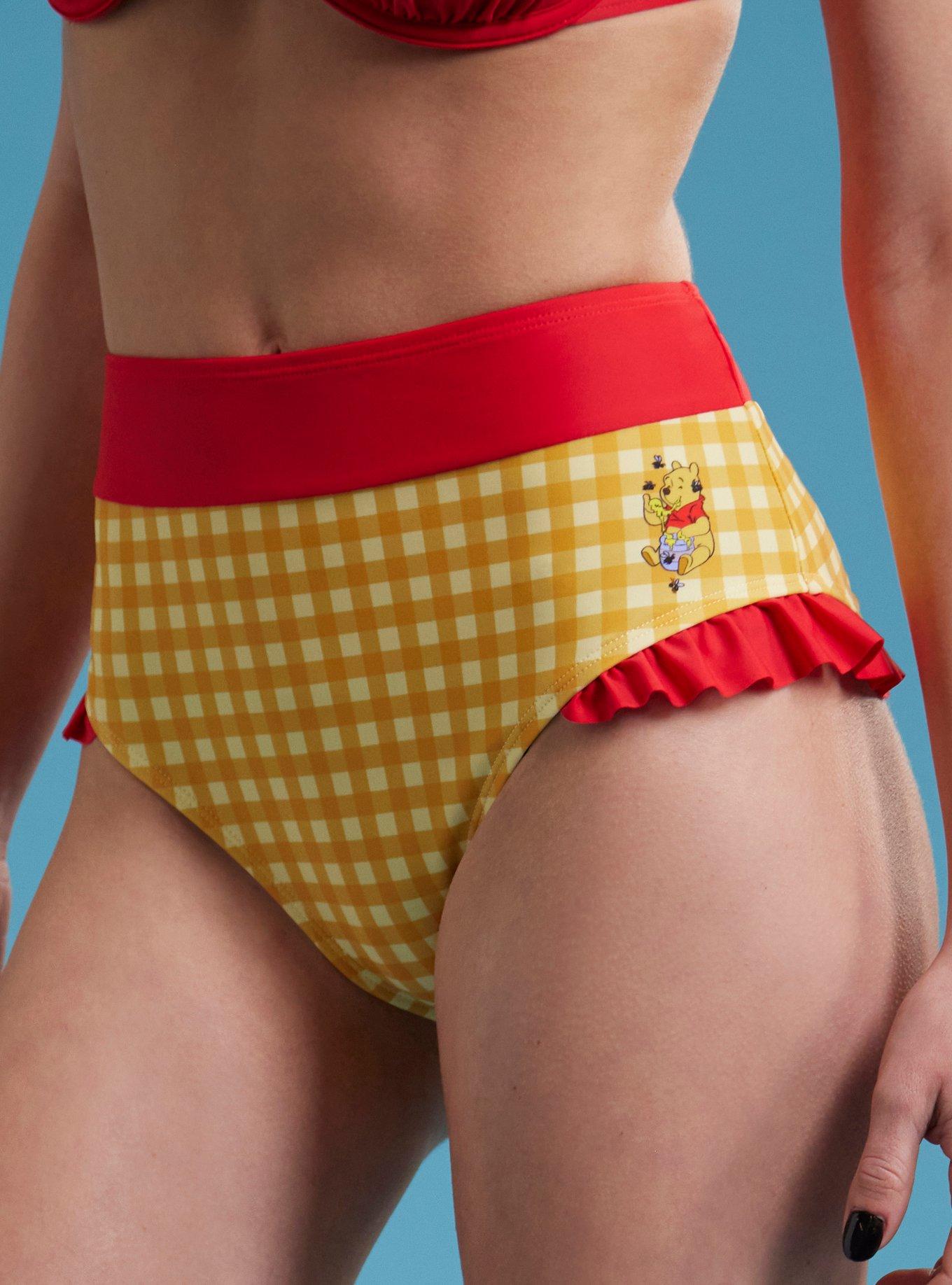 Disney Winnie The Pooh Hunny Gingham High-Waisted Swim Bottoms, MULTI, alternate