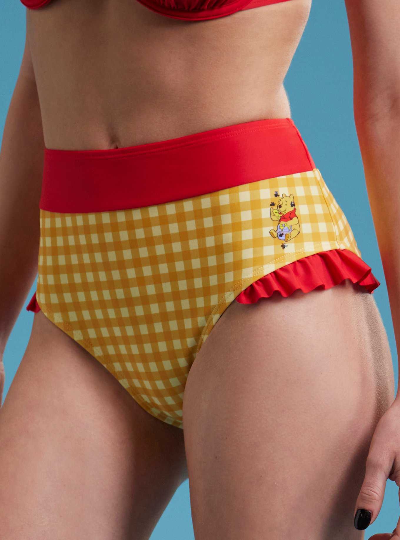 Disney Winnie The Pooh Hunny Gingham High-Waisted Swim Bottoms, , hi-res