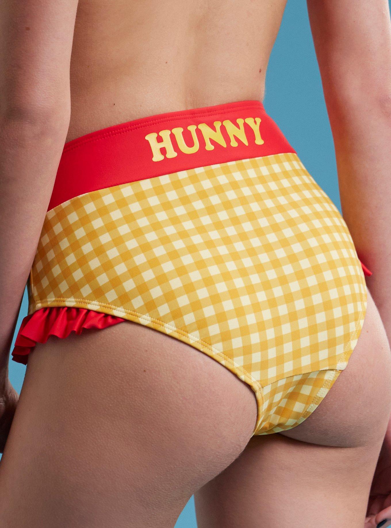 Disney Winnie The Pooh Hunny Gingham High-Waisted Swim Bottoms, MULTI, alternate