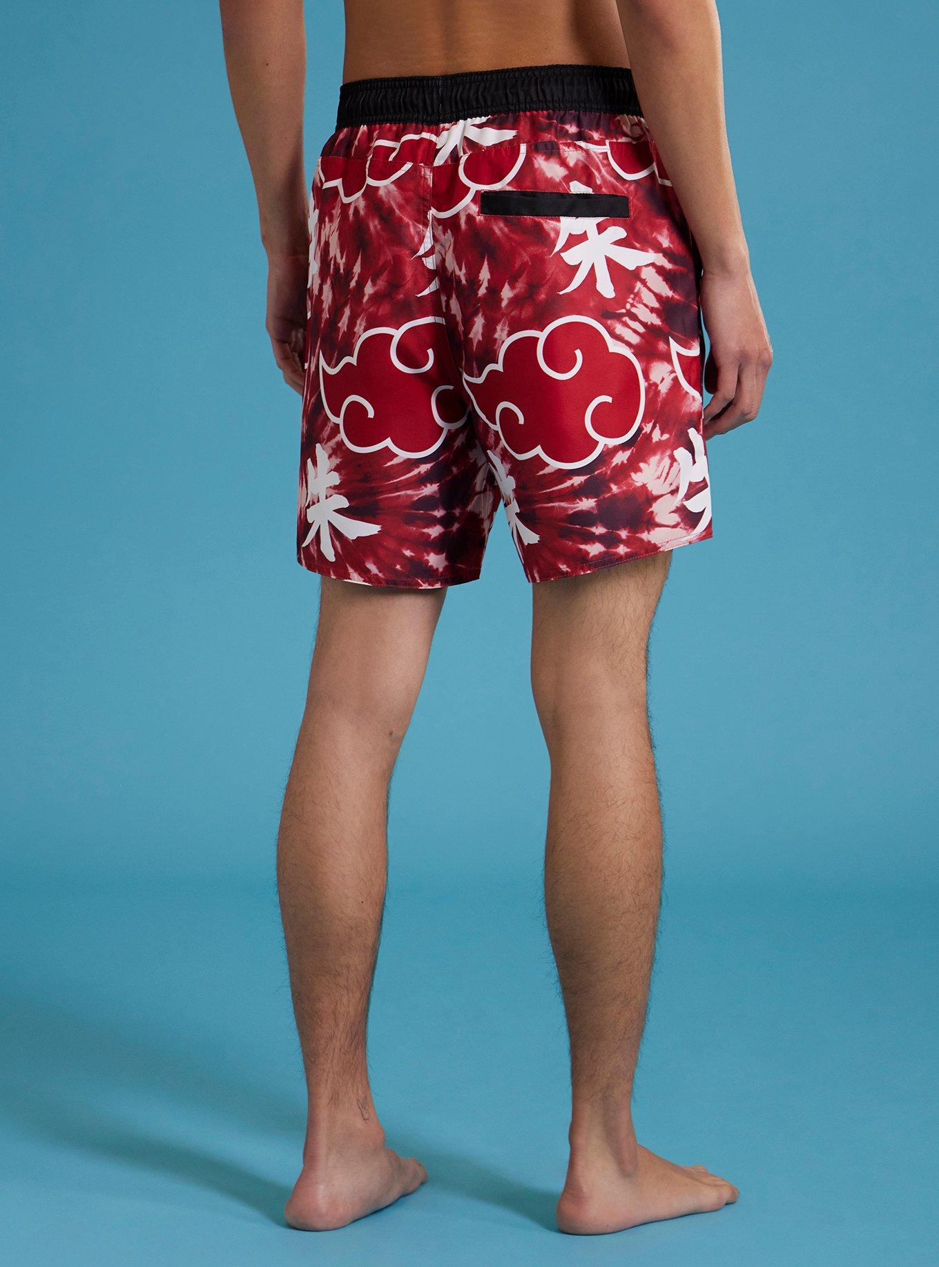 Naruto Shippuden Akatsuki Cloud Tie-Dye Swim Trunks, MULTI, alternate