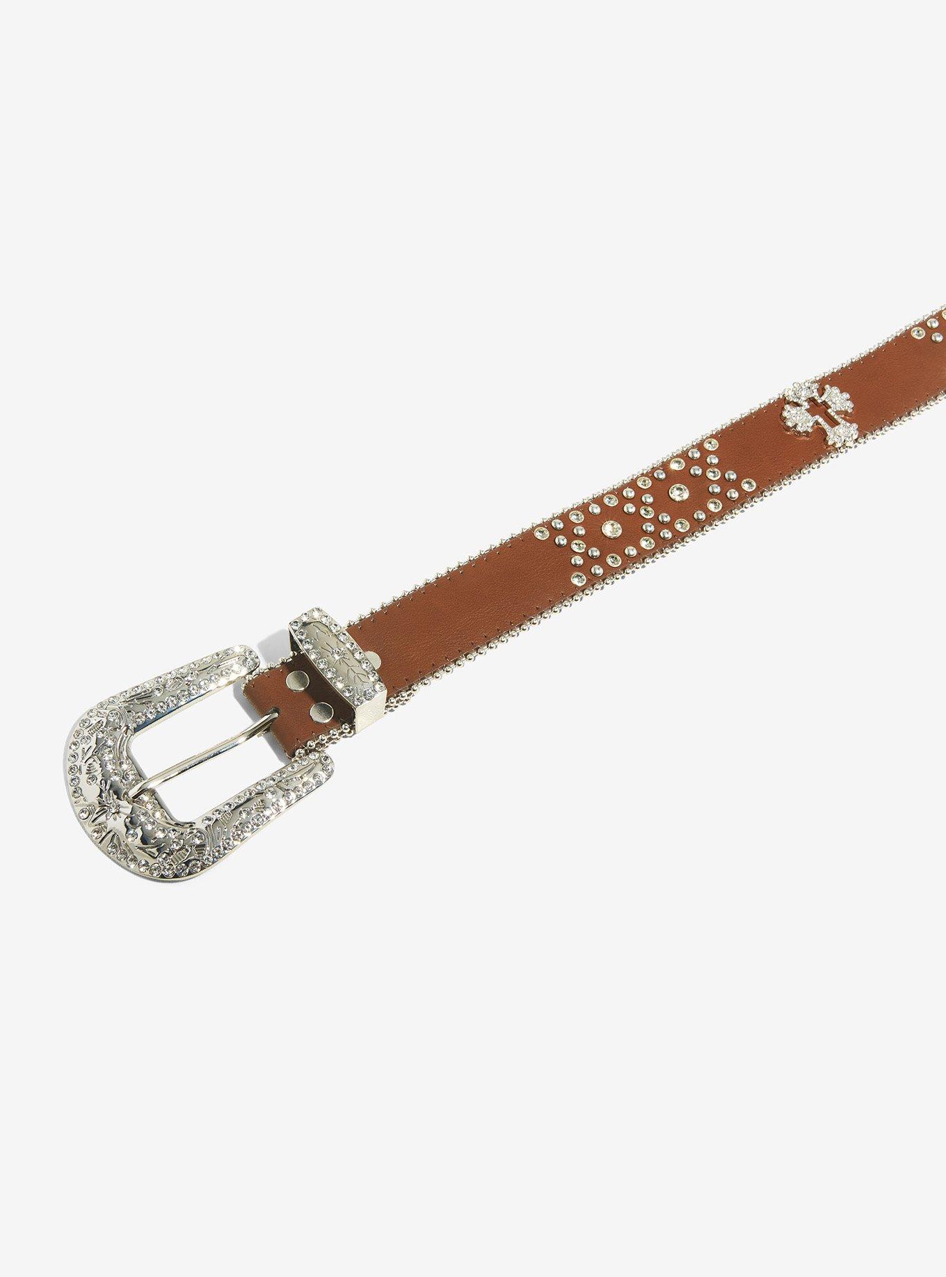 Western Bling Brown Belt, , hi-res