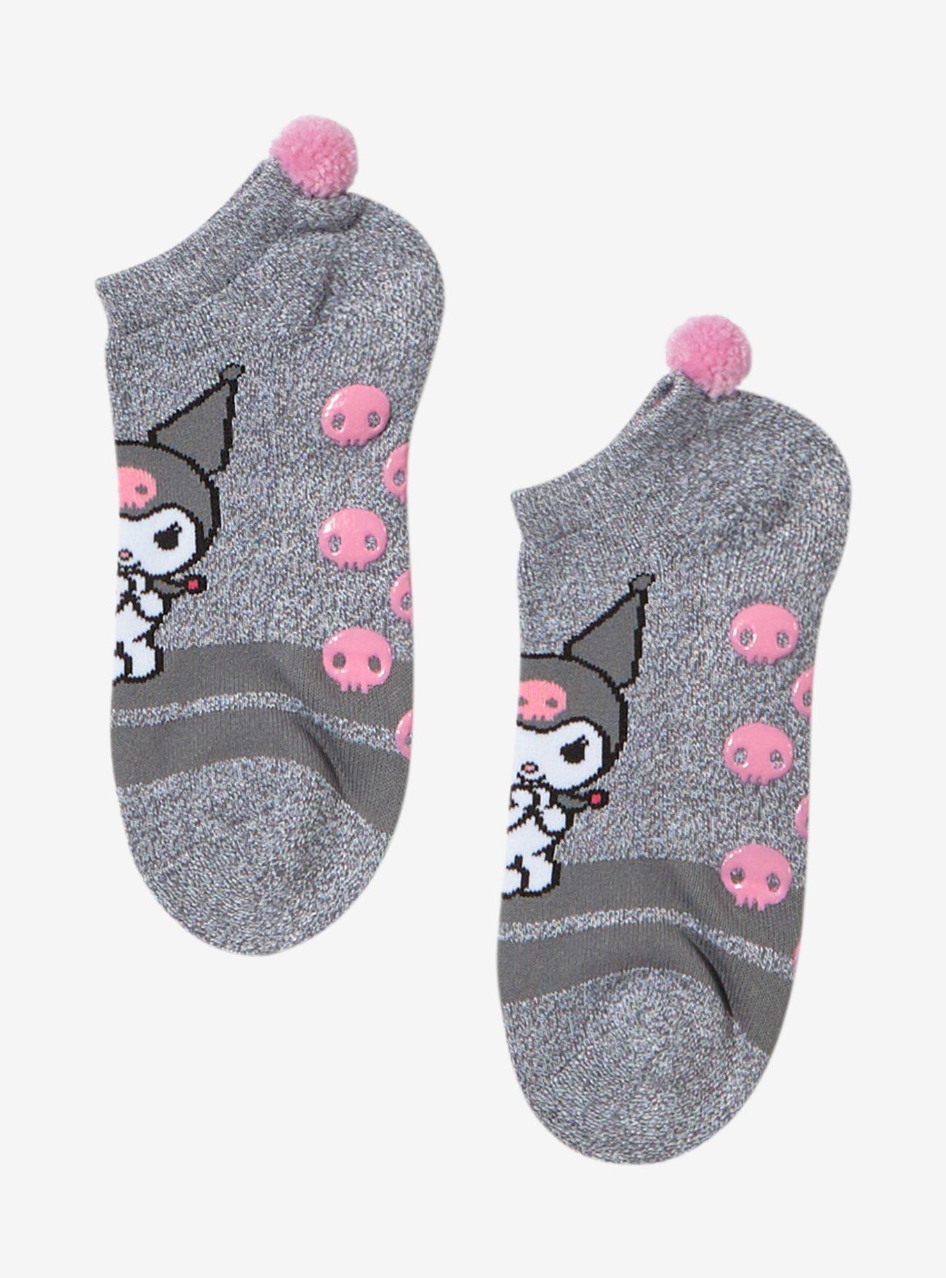 Kuromi Marled Pom No-Show Socks, , alternate