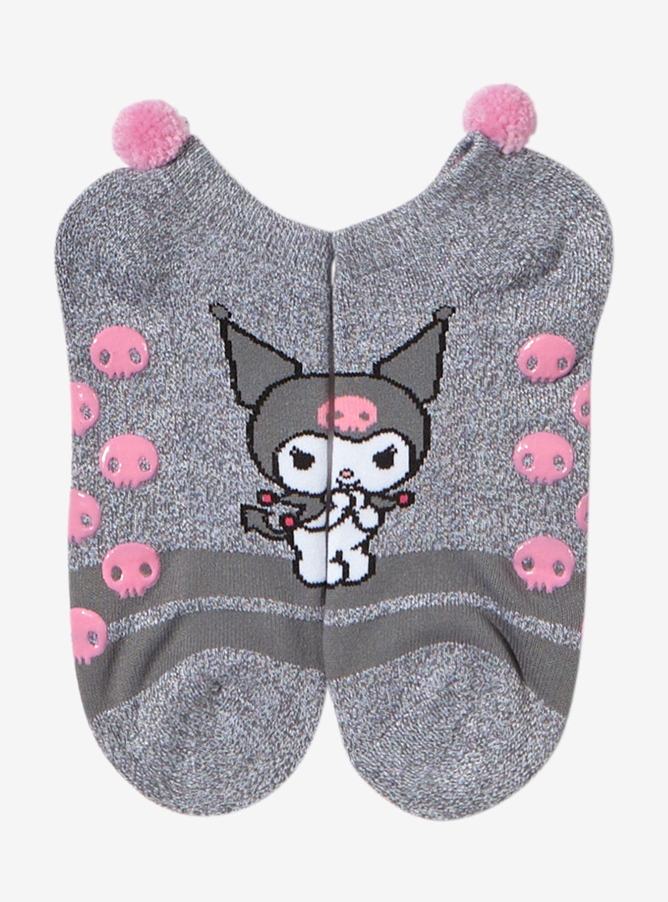 Kuromi Marled Pom No-Show Socks, , alternate