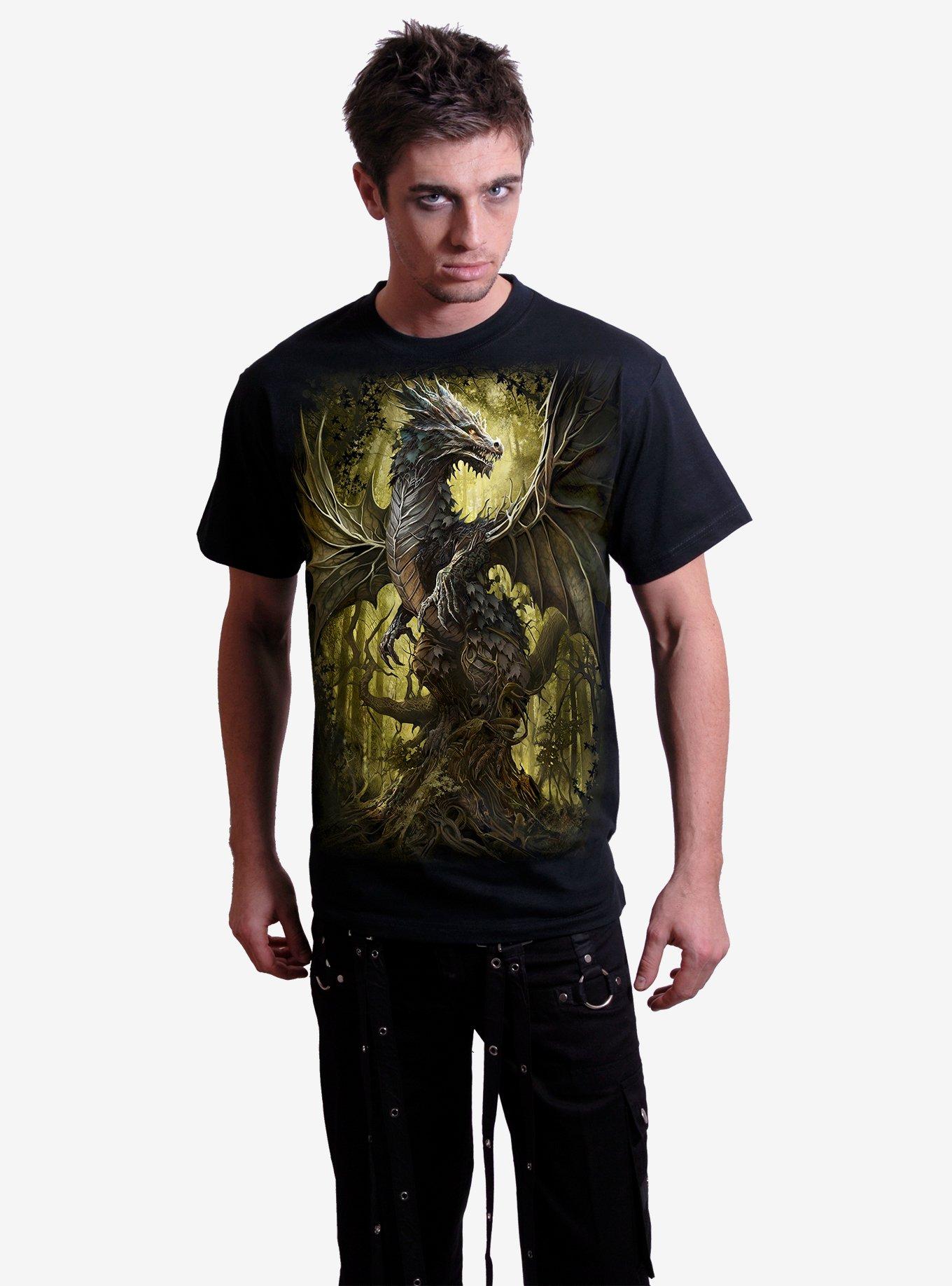 Spiral Oak Dragon T-Shirt, BLACK, alternate