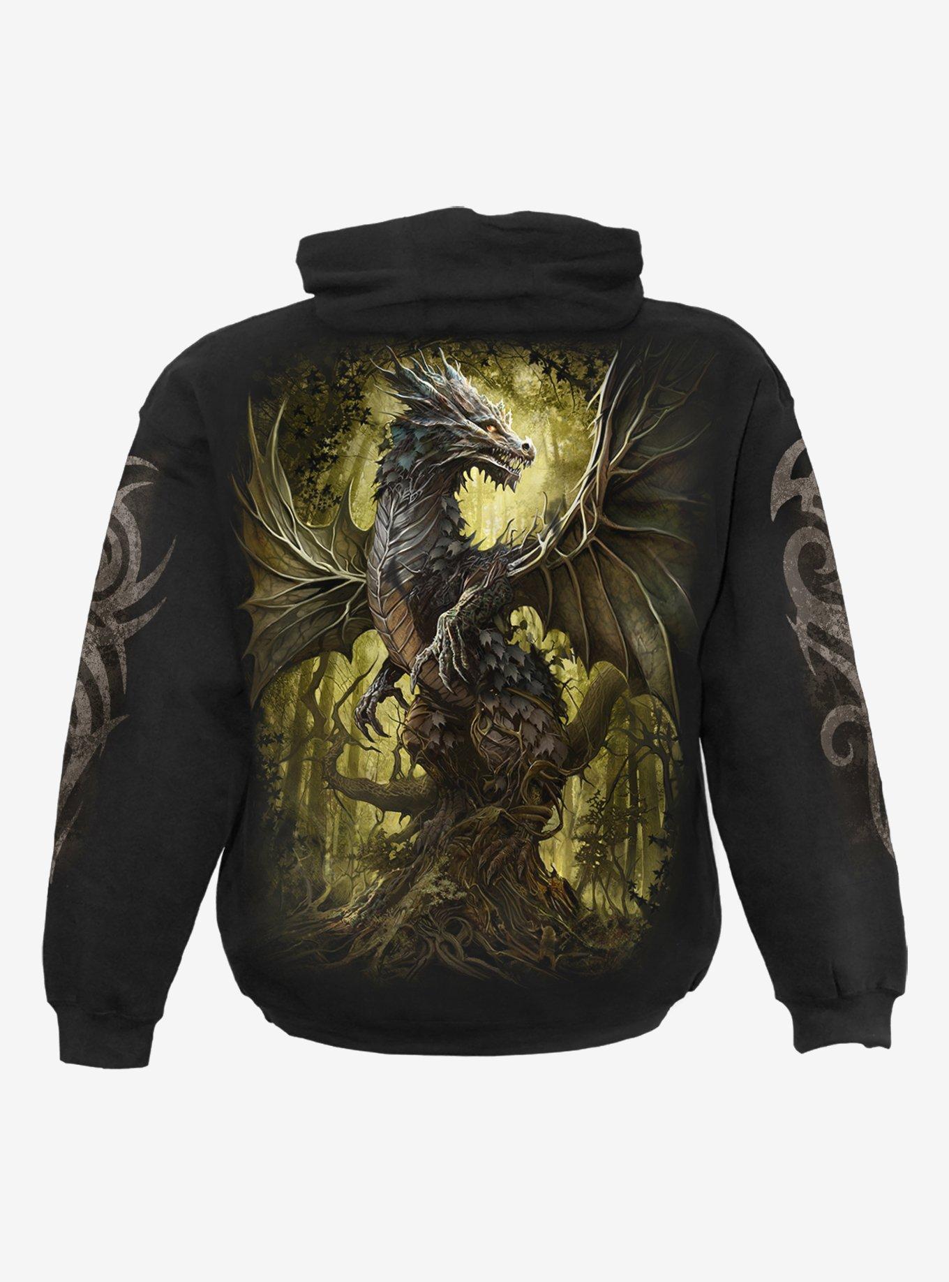 Spiral Oak Dragon Hoodie, BLACK, alternate