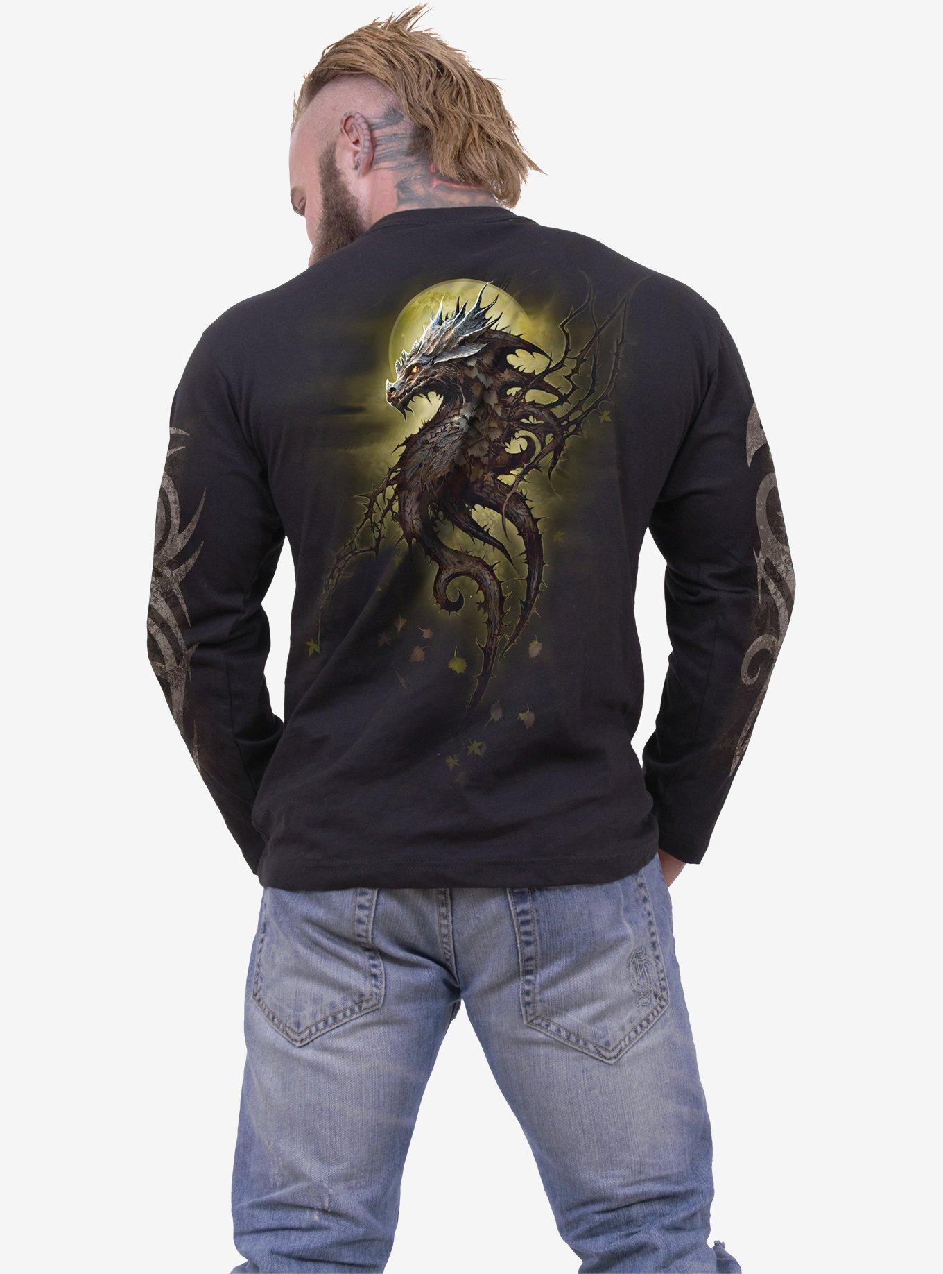 Spiral Oak Dragon Long Sleeve Shirt, BLACK, alternate