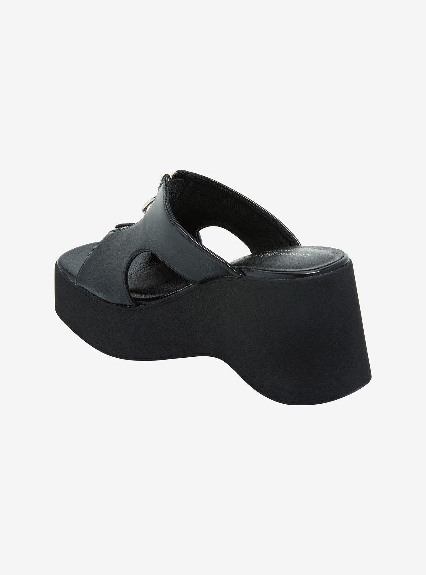 Chinese Laundry Black Zipper Platform Sandals, MULTI, alternate
