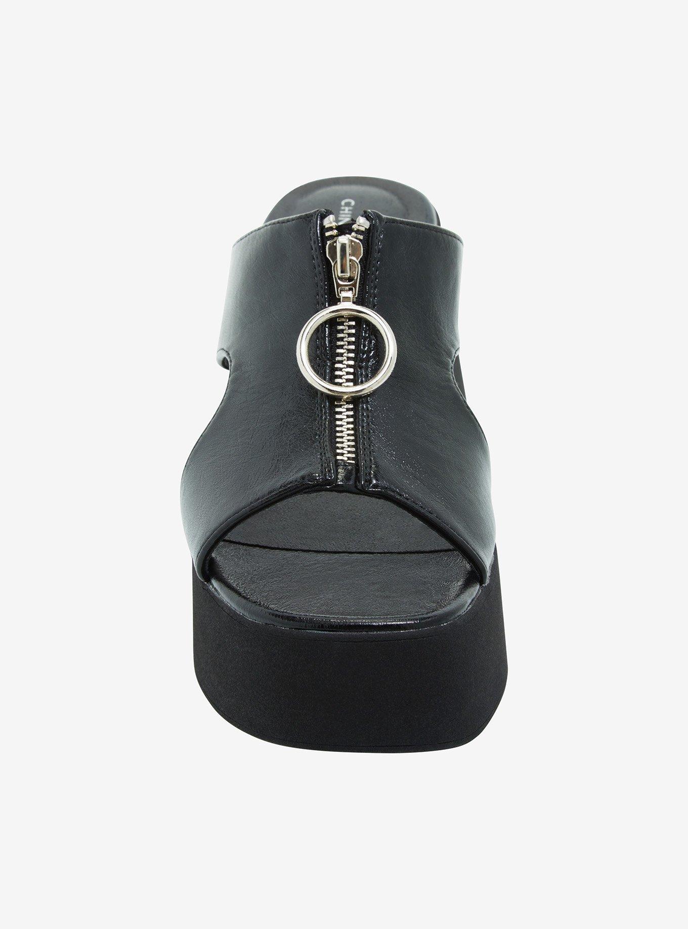 Chinese Laundry Black Zipper Platform Sandals, MULTI, alternate