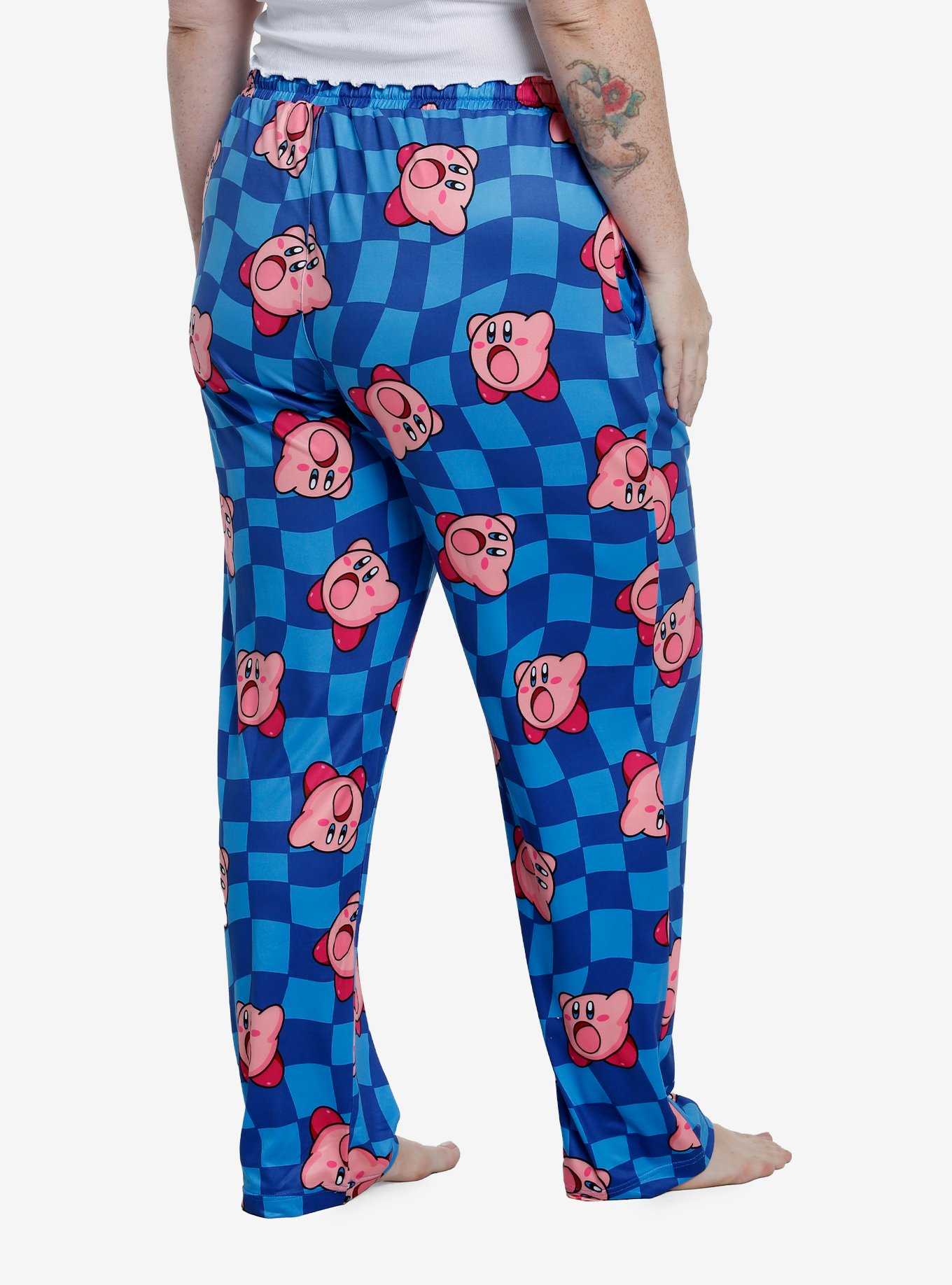 Kirby Blue Checkered Girls Pajama Pants Plus Size, , hi-res