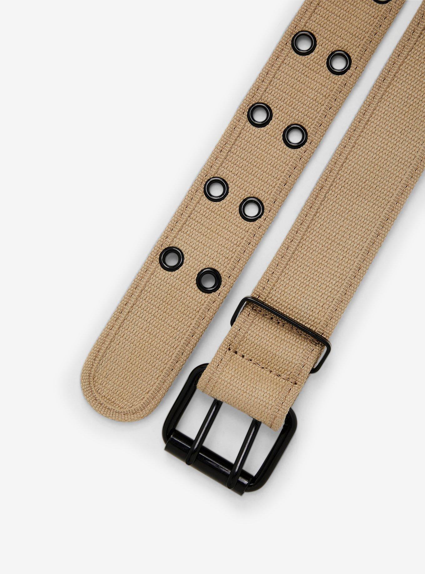 Beige Canvas Grommet Belt, , hi-res