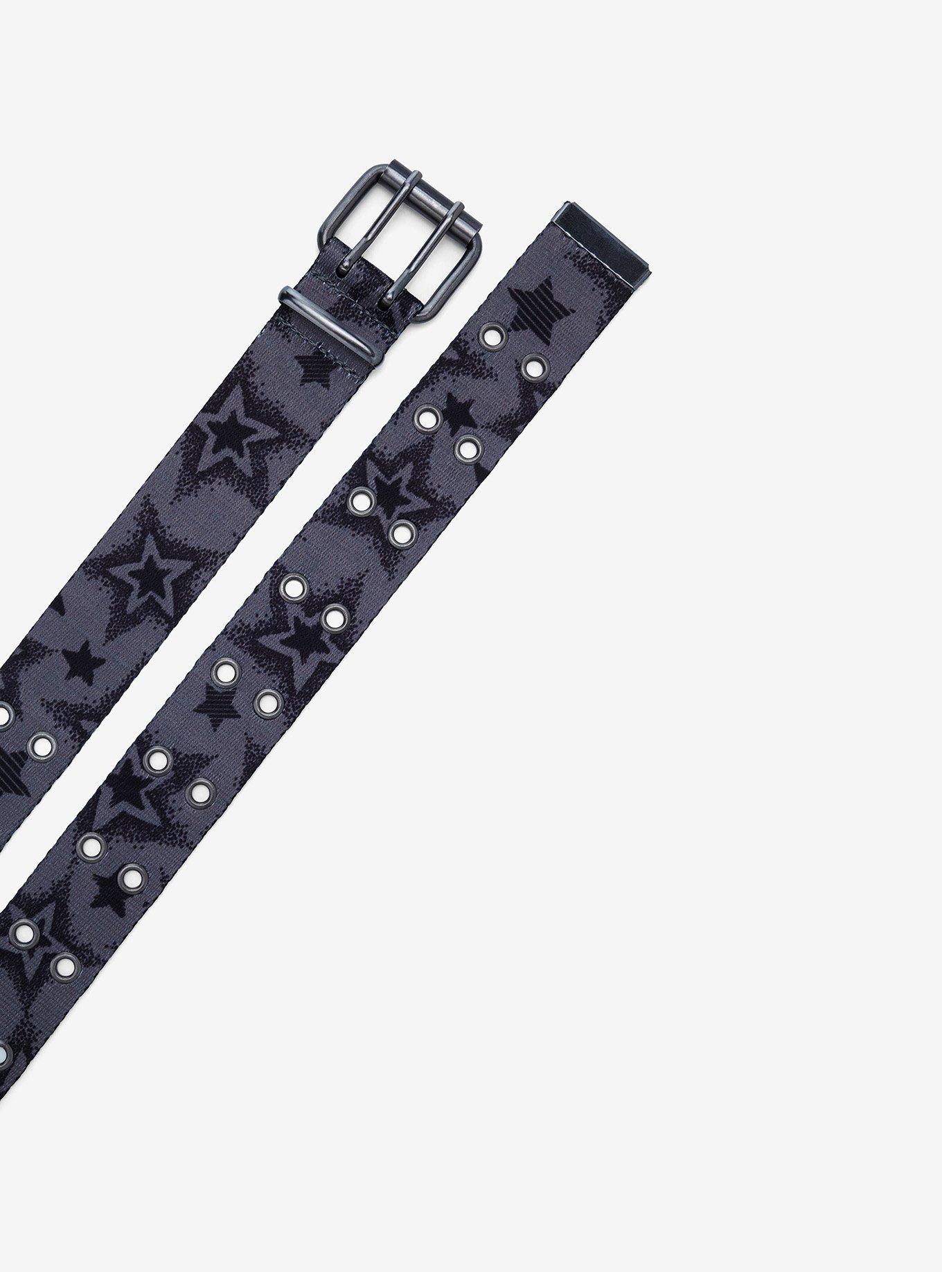 Black & Grey Star Grommet Belt, , hi-res