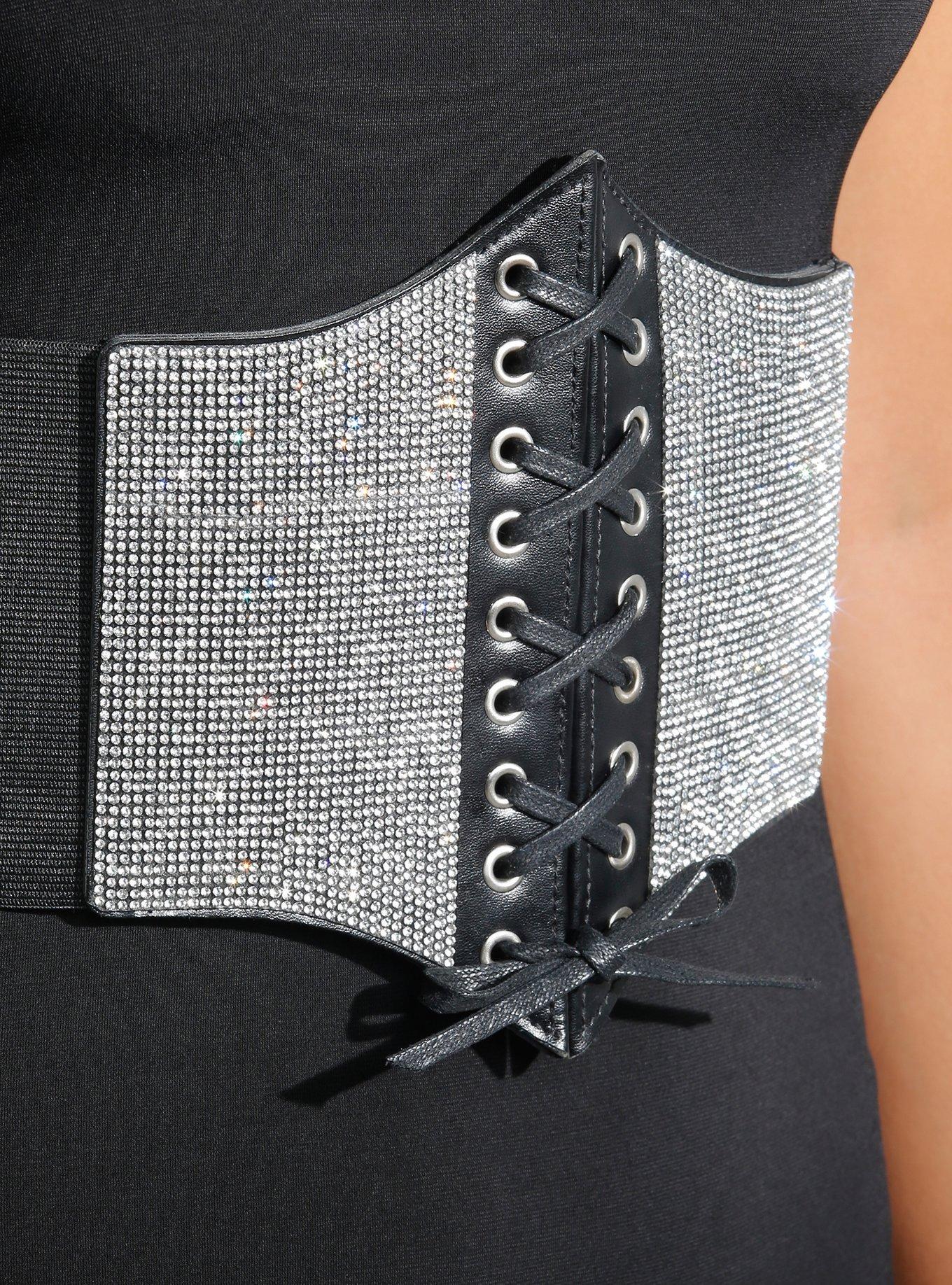 Bling Lace-Up Corset Belt, MULTI, alternate