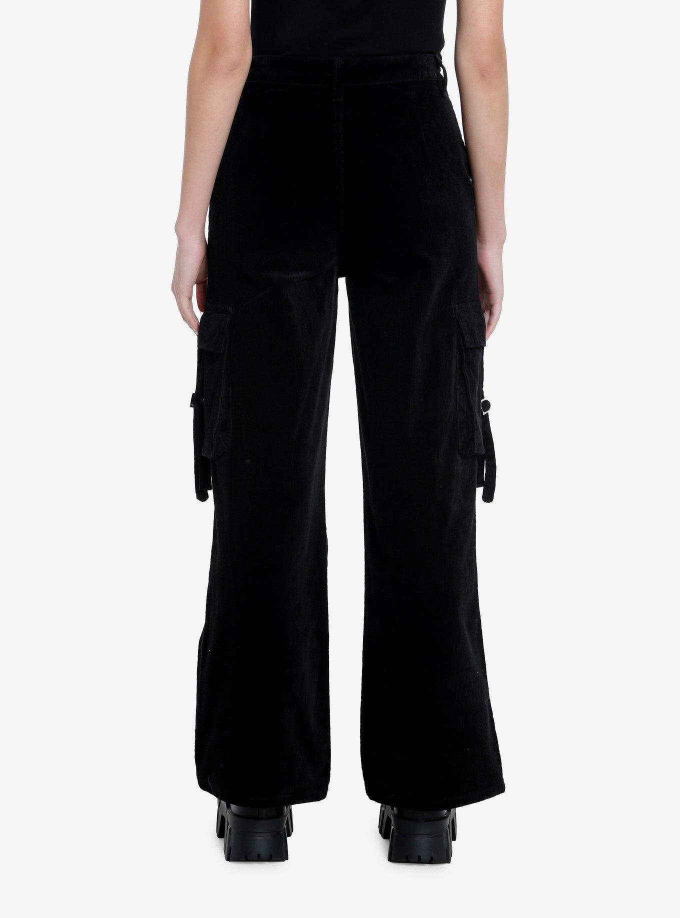 Black Corduroy Strap Carpenter Pants, , hi-res