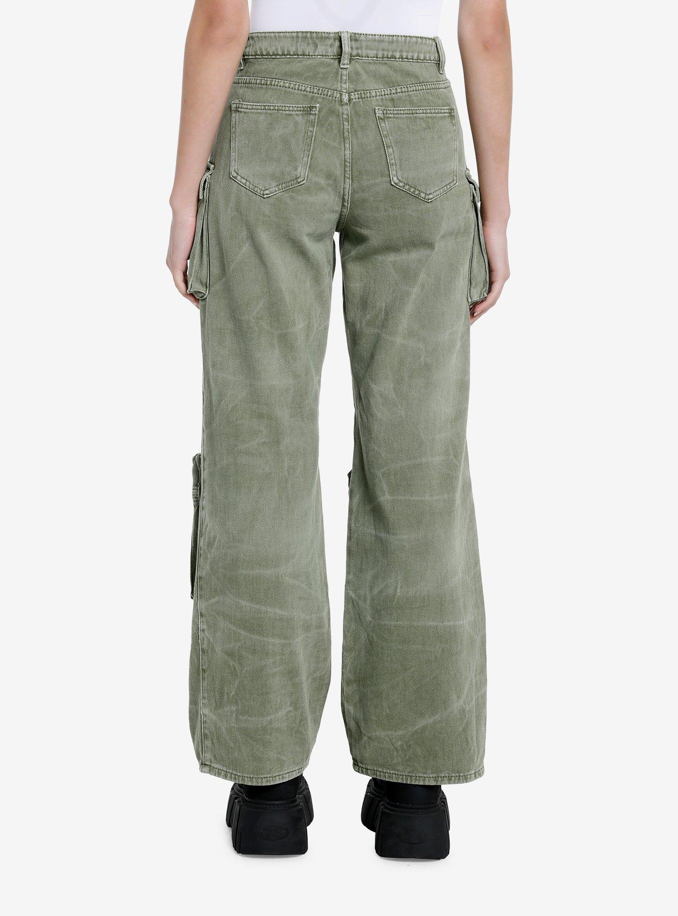 Army Green Wash Cargo Pants, GREEN, alternate