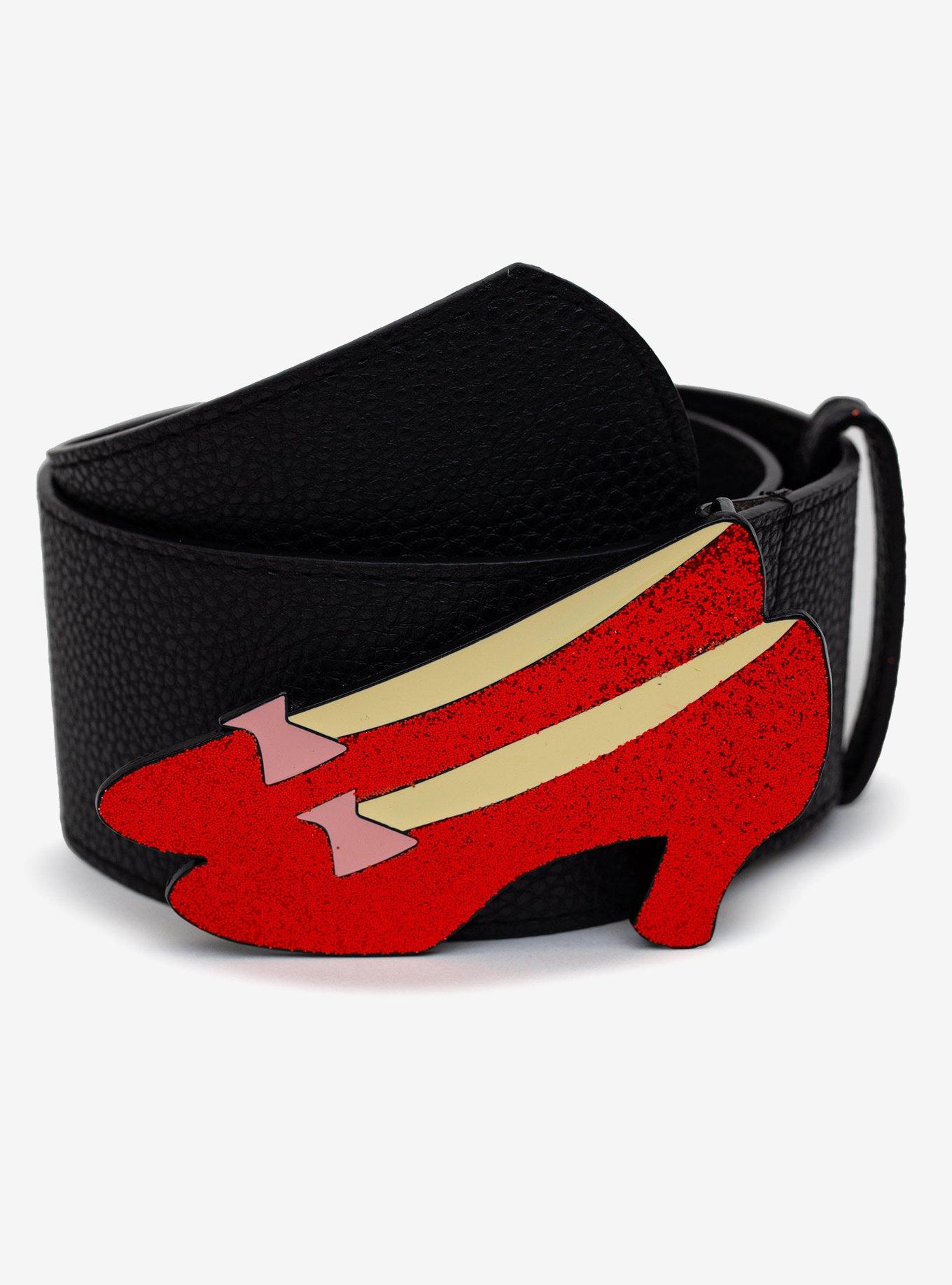 The Wizard Of Oz Dorothy's Ruby Red Glitter Slippers Enamel Cast Buckle Belt, BLACK, alternate