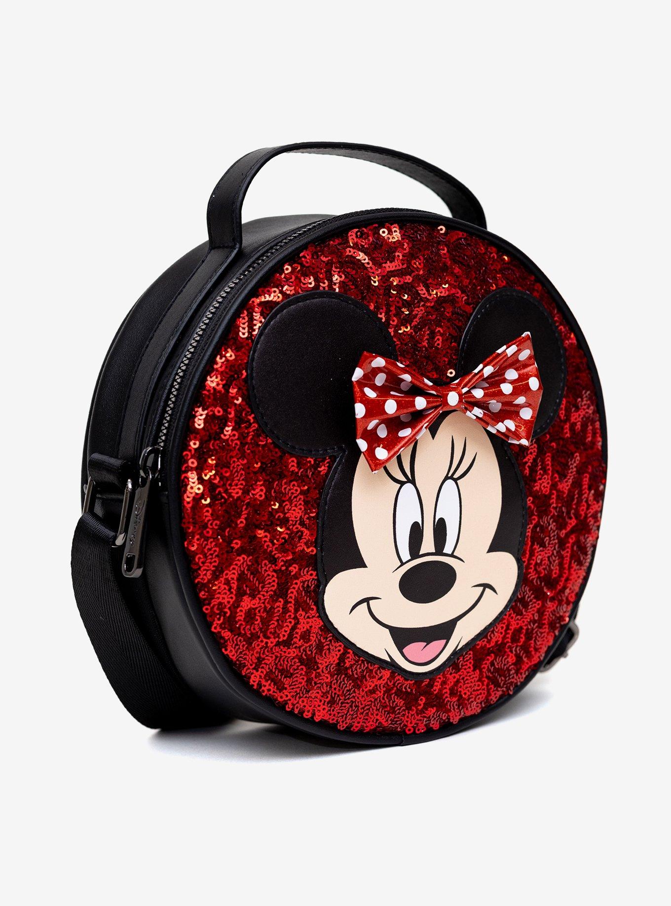 Disney Minnie Mouse Bow Applique Red Sequin Crossbody Bag
