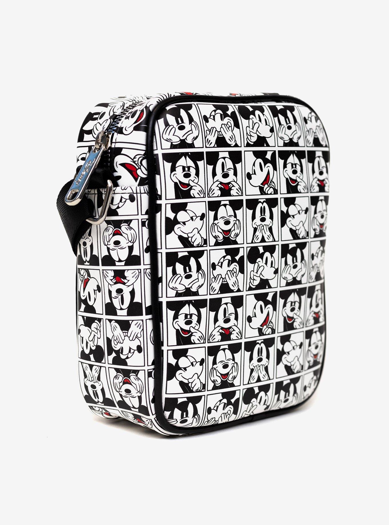 Disney Mickey Mouse Expression Blocks White Black Crossbody Bag