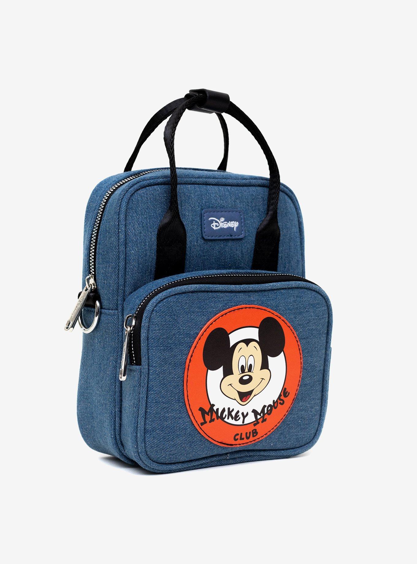 Disney Mickey Mouse Club Target Logo Denim Blue Crossbody Bag, , hi-res