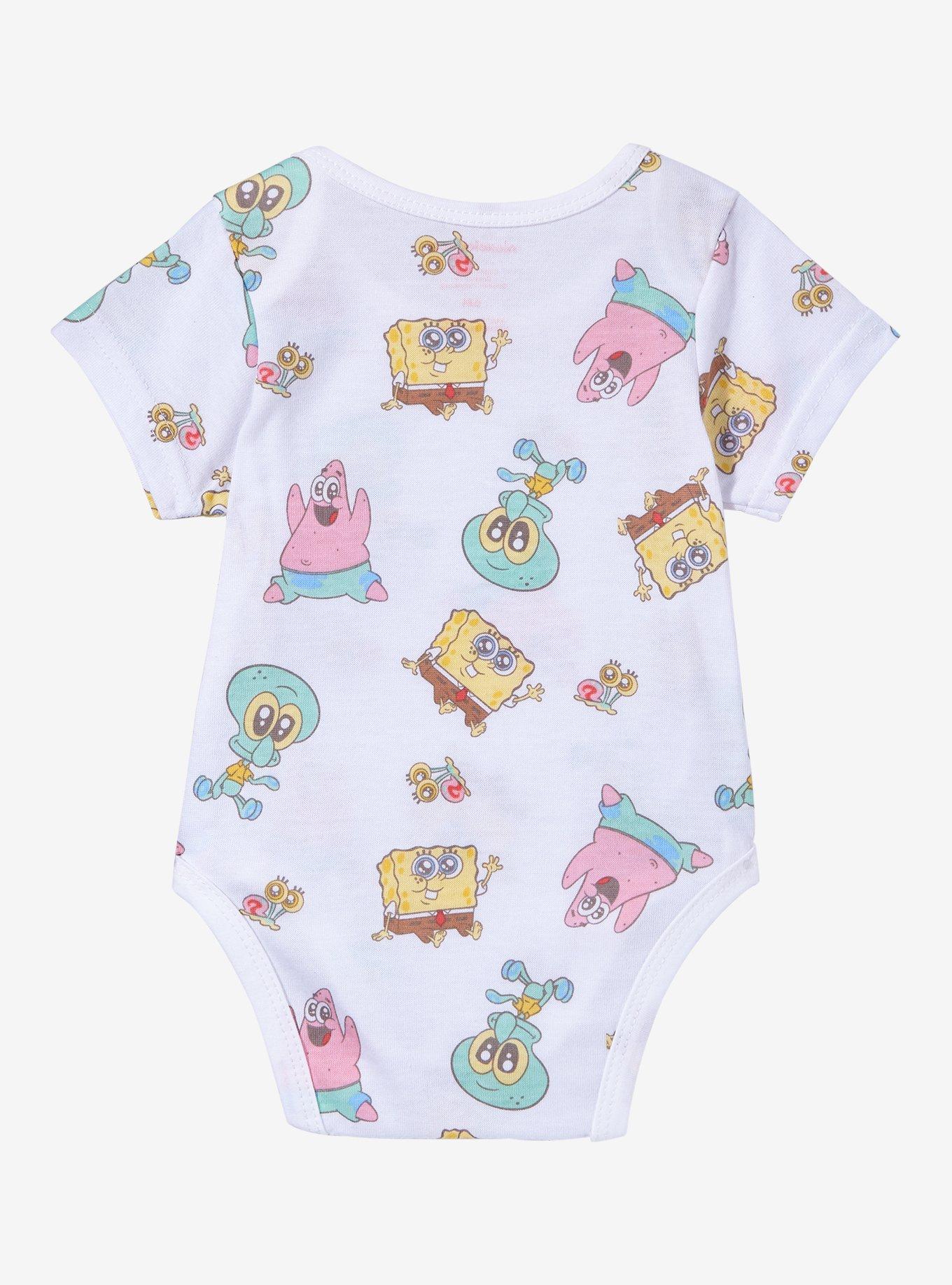 SpongeBob SquarePants Chibi Characters Allover Print Infant One-Piece, , alternate
