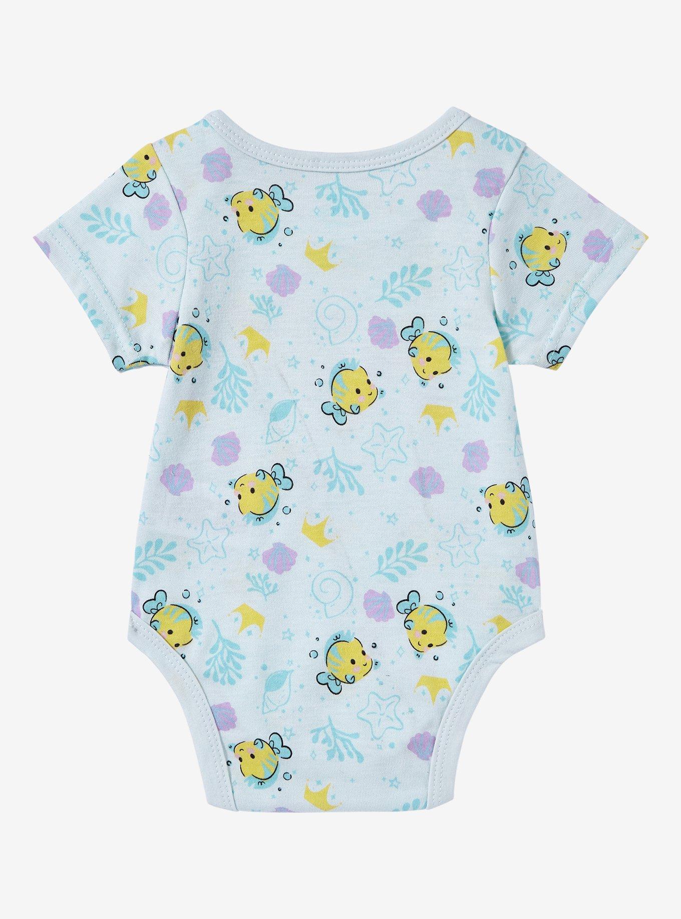 Disney The Little Mermaid Ariel & Flounder Allover Print Infant One-Piece &mdash; BoxLunch Exclusive, SEA BLUE, alternate