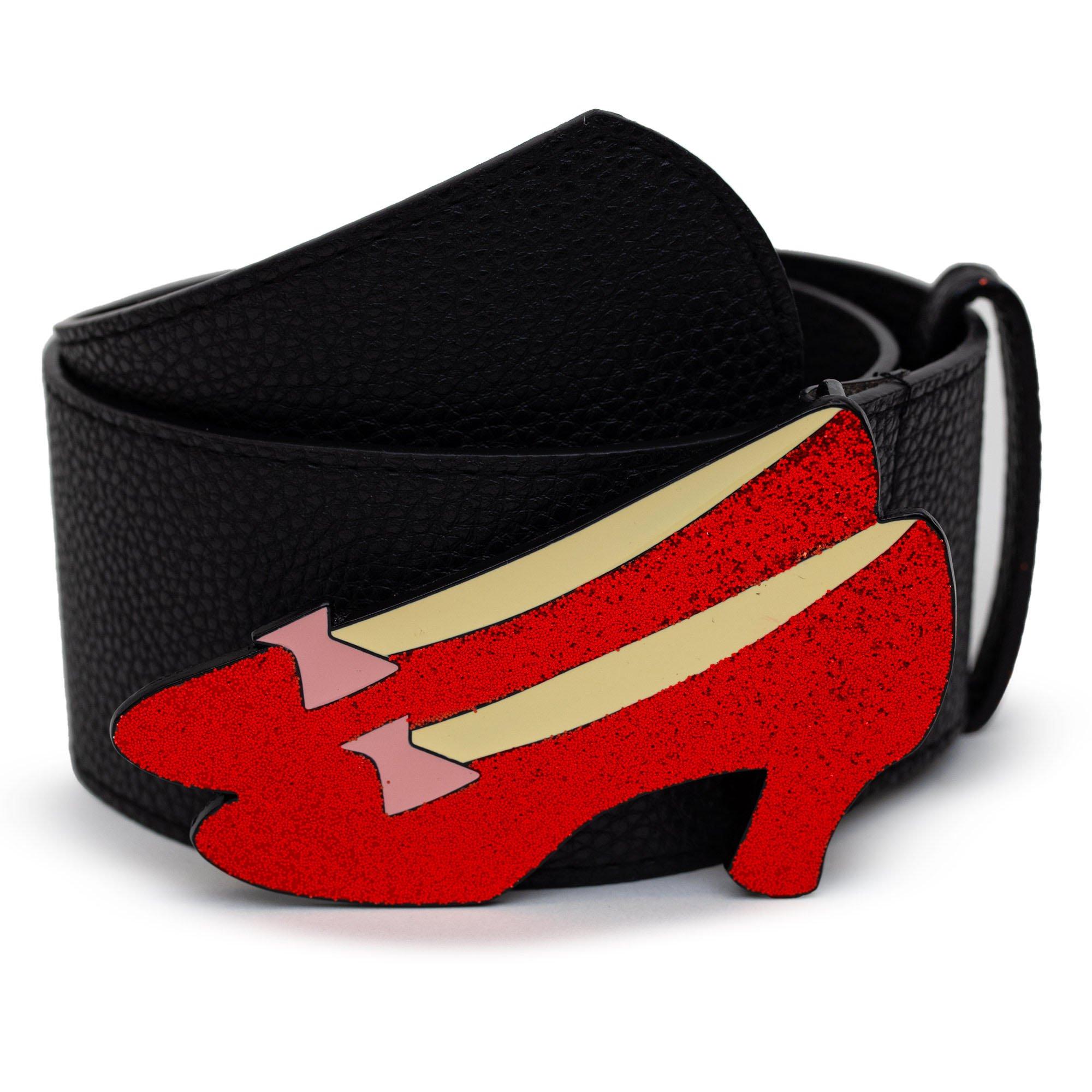 The Wizard Of Oz Dorothy's Ruby Red Glitter Slippers Enamel Cast Buckle Belt, BLACK, alternate
