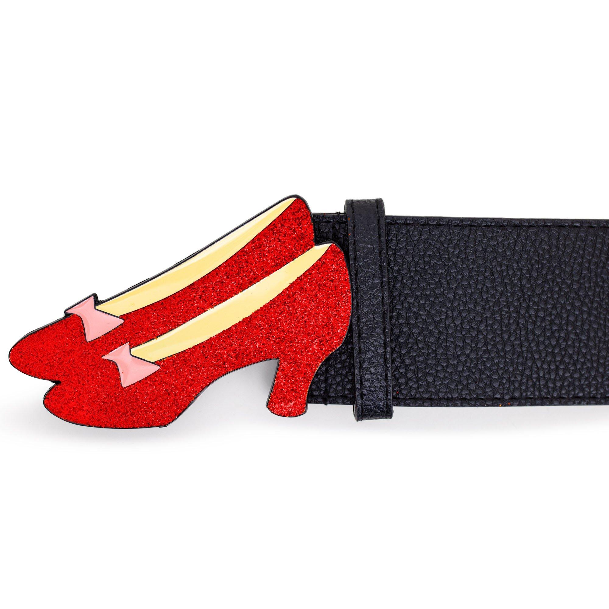 The Wizard Of Oz Dorothy's Ruby Red Glitter Slippers Enamel Cast Buckle Belt