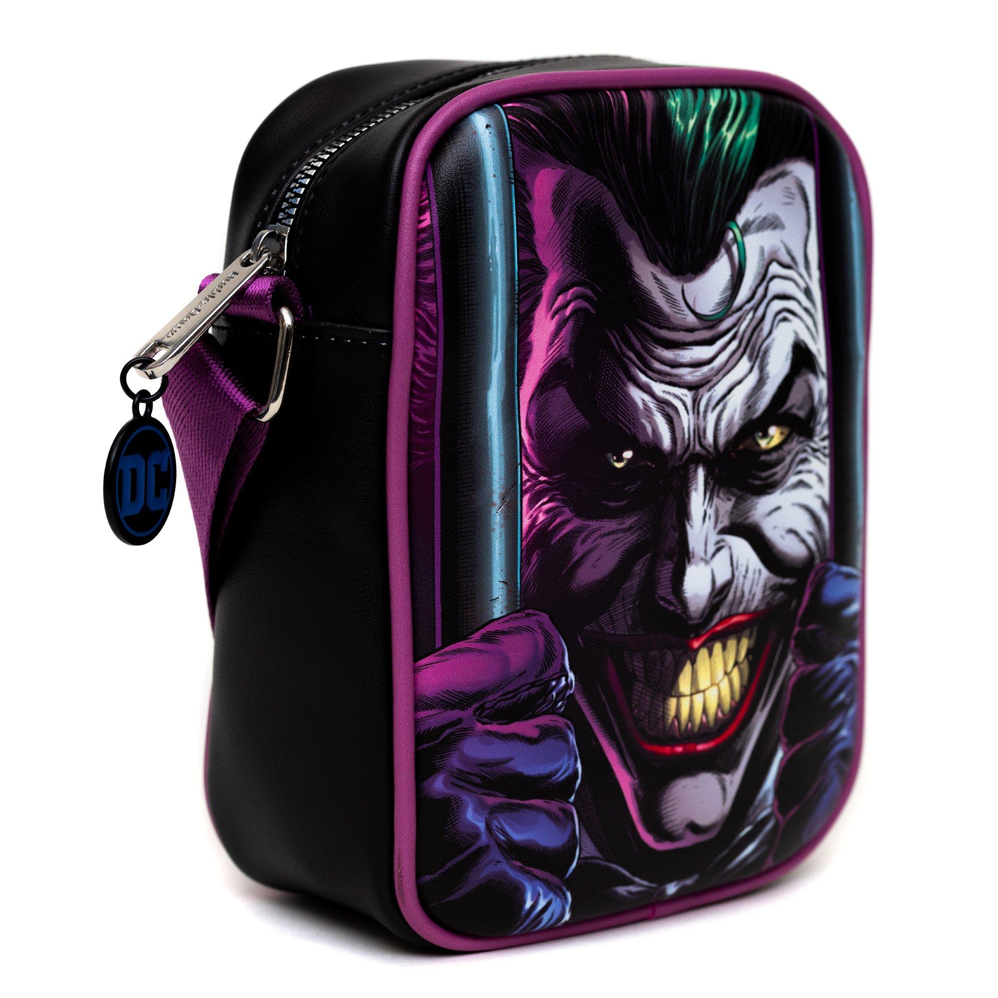 DC Comics Joker Jail Break And Batman Comic Book Poses Black Crossbody Bag, , alternate