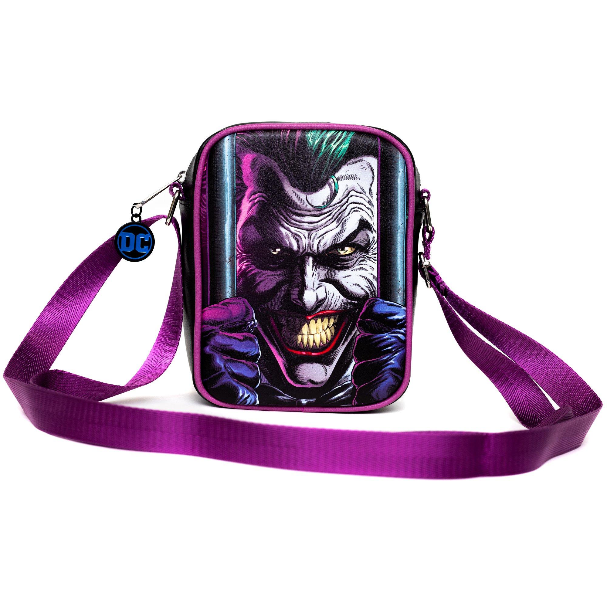 DC Comics Joker Jail Break And Batman Comic Book Poses Black Crossbody Bag, , alternate