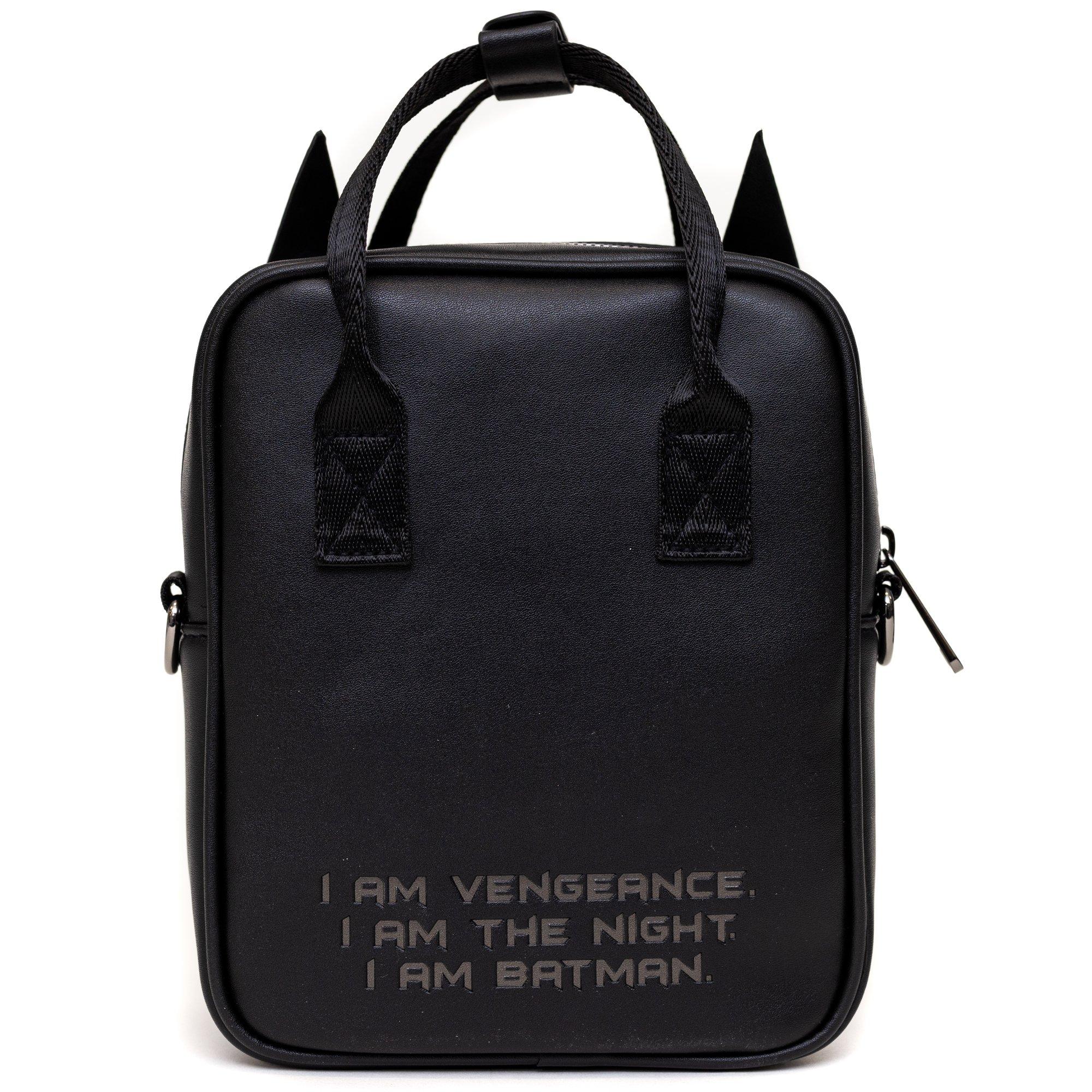 DC Comics Batman Embossed Armor Texture Black Crossbody Bag, , alternate