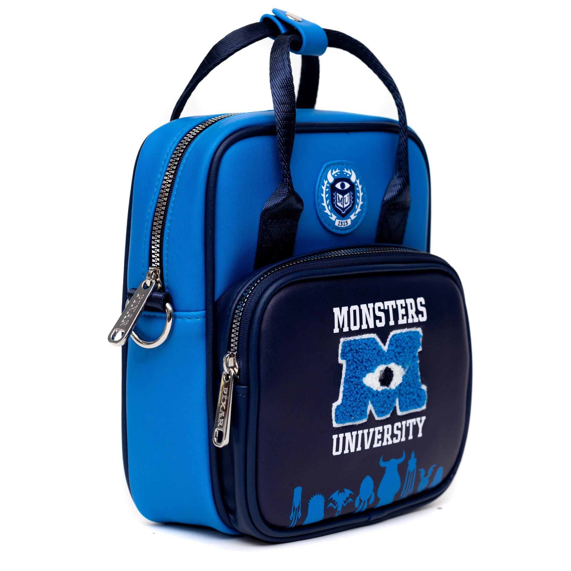 Disney Monsters University Chenille Patch With Monsters Print Blues Crossbody Bag, , hi-res