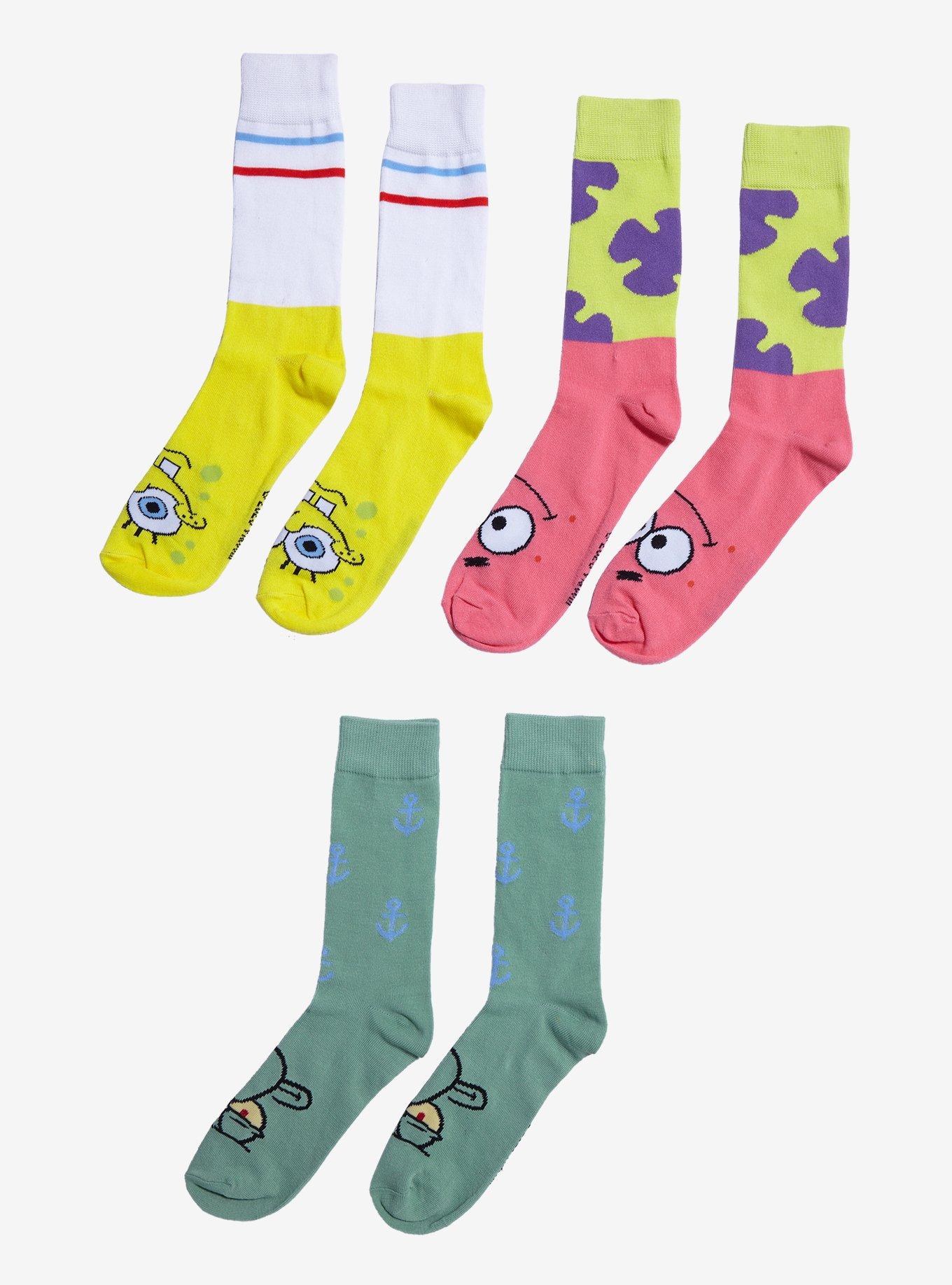SpongeBob SquarePants Character Crew Socks 3 Pair, , alternate