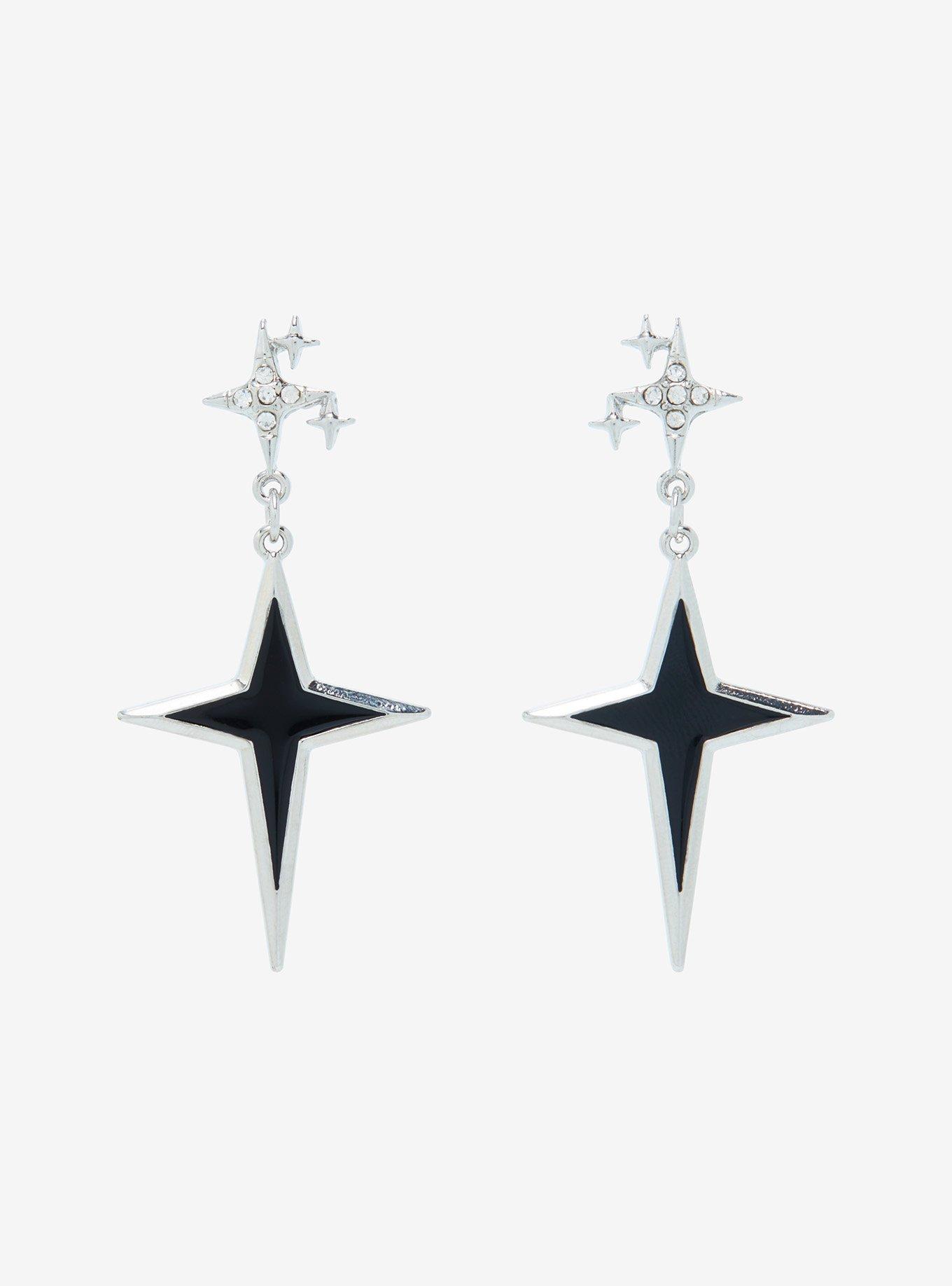 Social Collision Black Star Cluster Earrings, , alternate