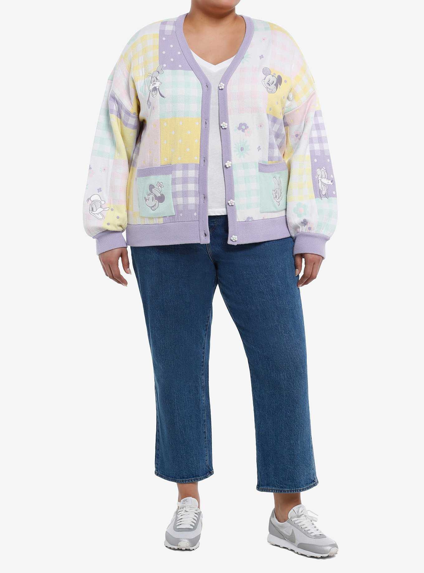 Her Universe Disney Mickey Mouse And Friends Pastel Gingham Girls Cardigan Plus Size, , hi-res
