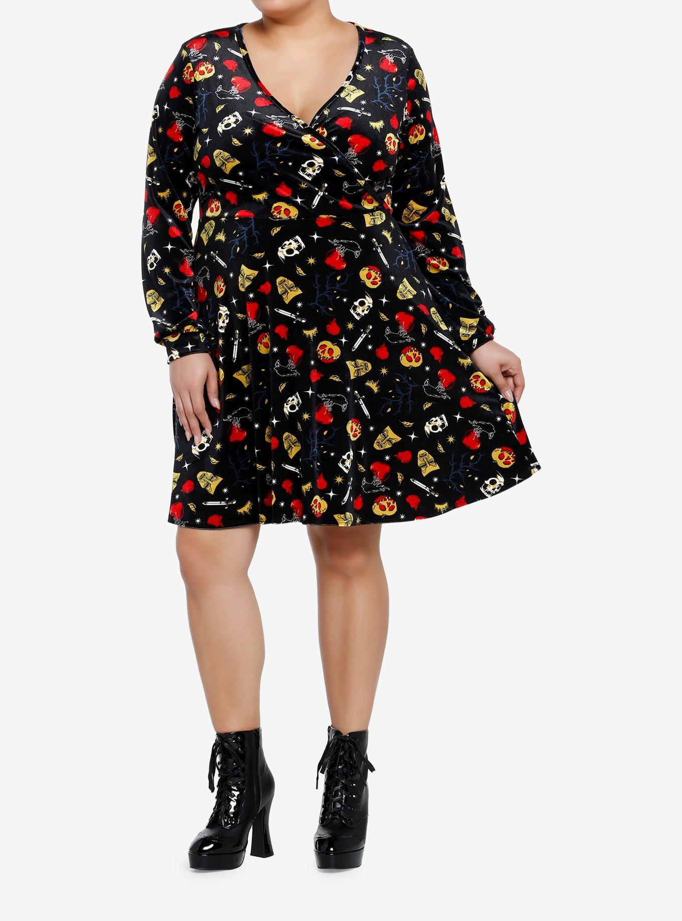 Disney Snow White And The Seven Dwarfs Evil Queen Icons Velvet Dress Plus Size, MULTI, alternate