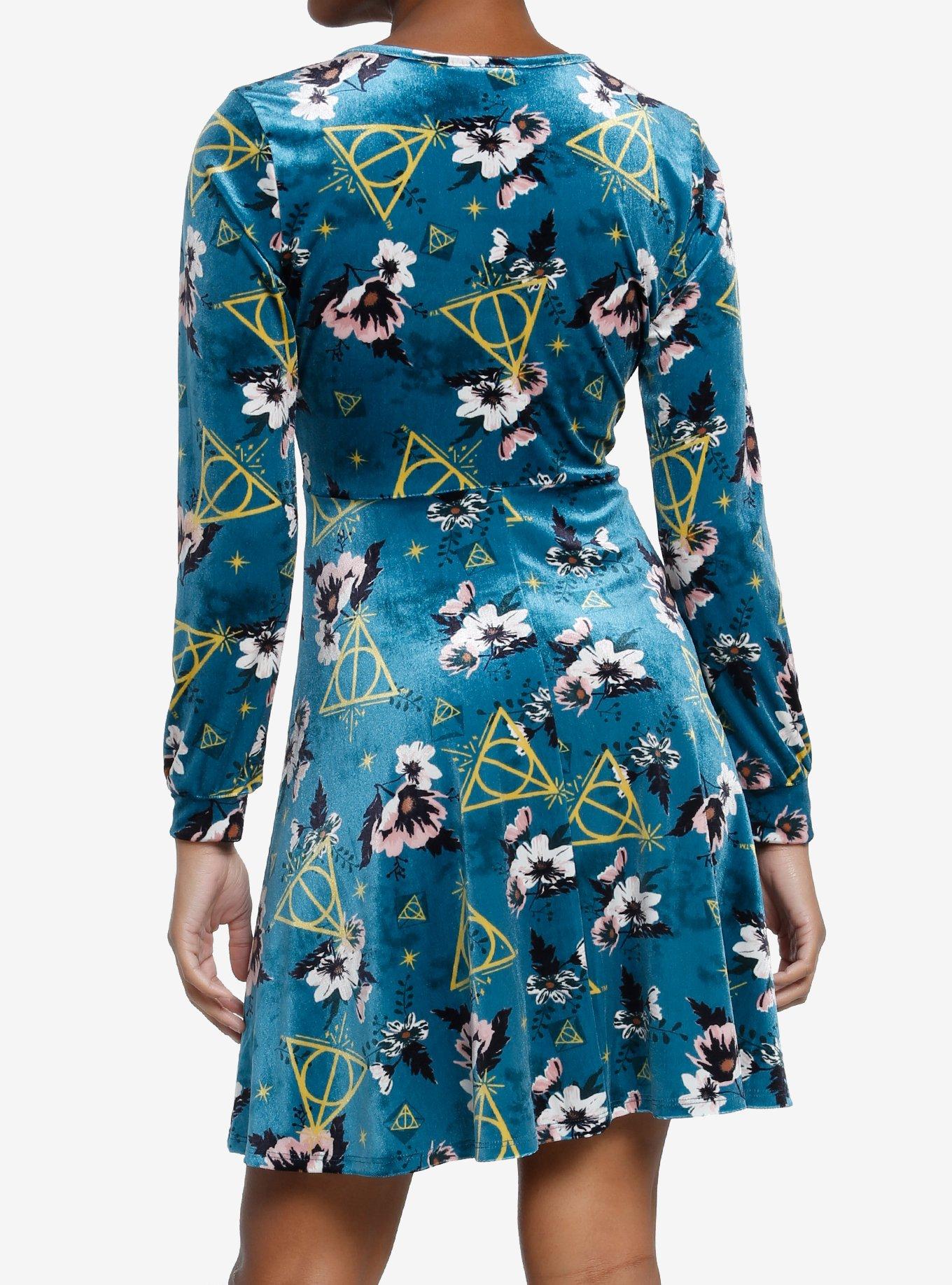 Harry Potter Deathly Hallows Floral Velvet Dress, MULTI, alternate